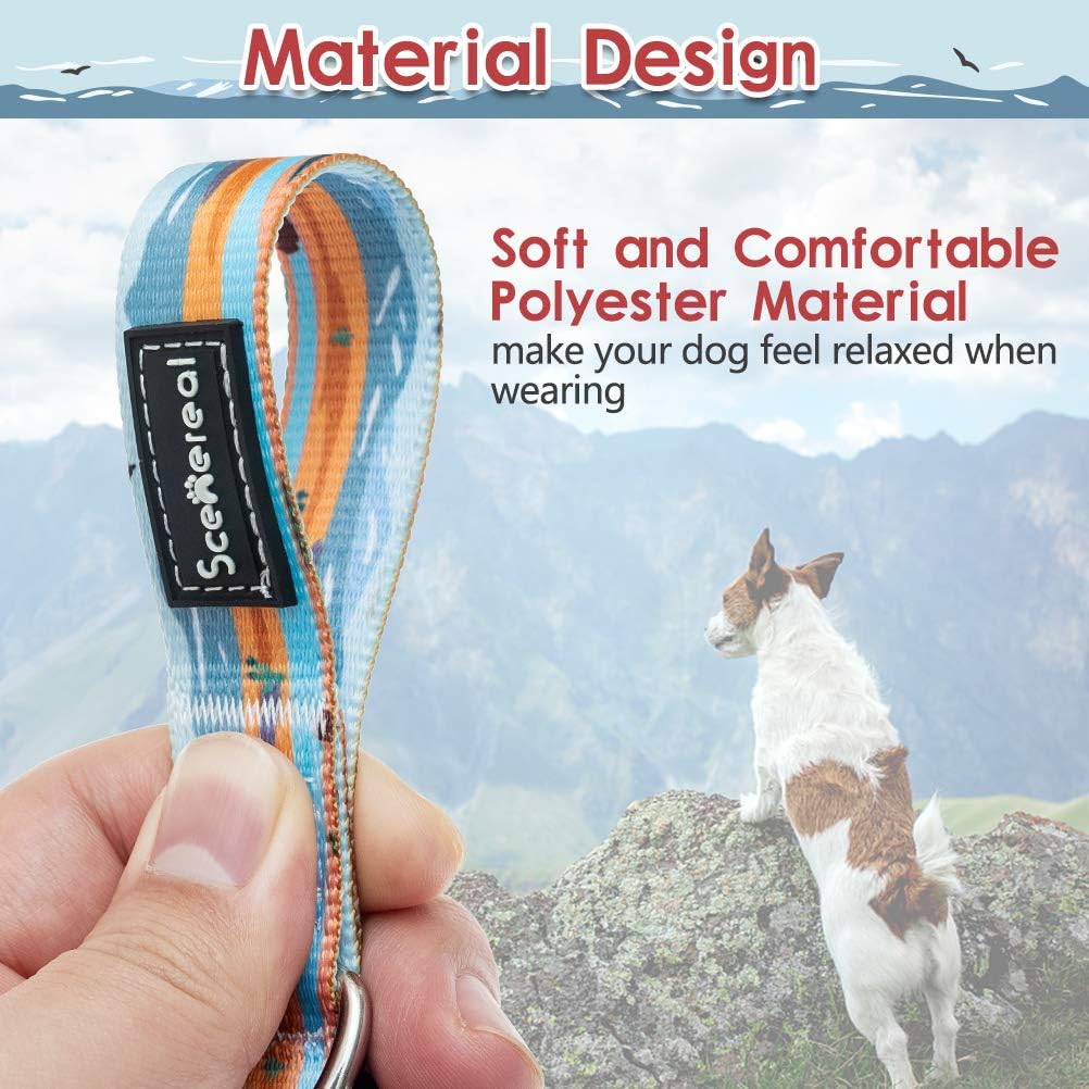 SCENEREAL Soft Dog Collar for Small Medium Large Dogs, Adjustable Comfortable with Quick Release Safety Buckle, Cute Artistic Landscape Pattern