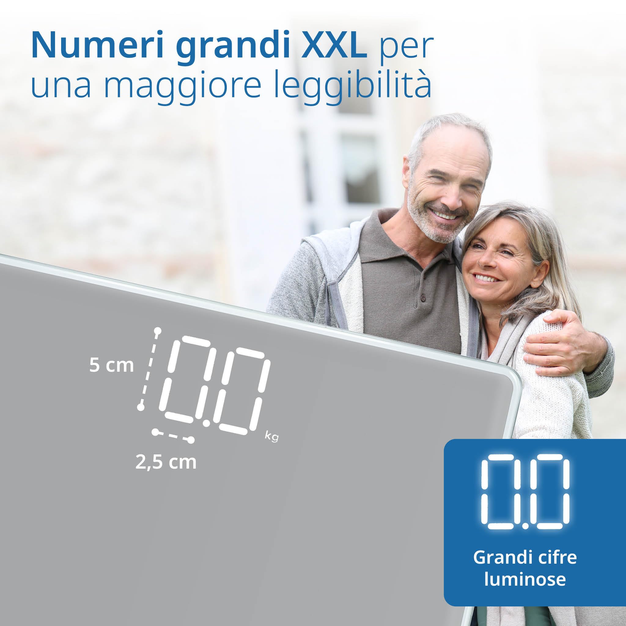 ADE Bilancia pesapersone digitale con elevata capacità di carico fino a 220 kg | bilancia pesapersone precisa con cifre luminose XXL | ampio display | superficie di pesatura extra large | grigio