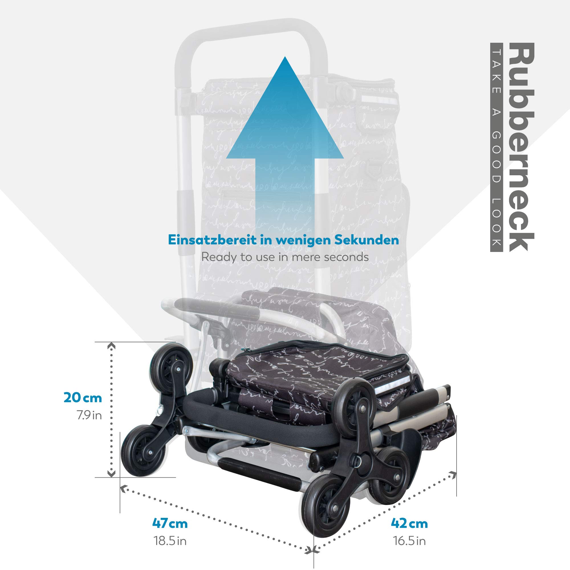 Rubberneck Einkaufstrolley klappbar mit Kühlfach & Treppensteiger – Einkaufswagen mit 3 Rädern, faltbar, leicht & stabil – Shopping Trolley für Getränke, Senioren & Haushalt