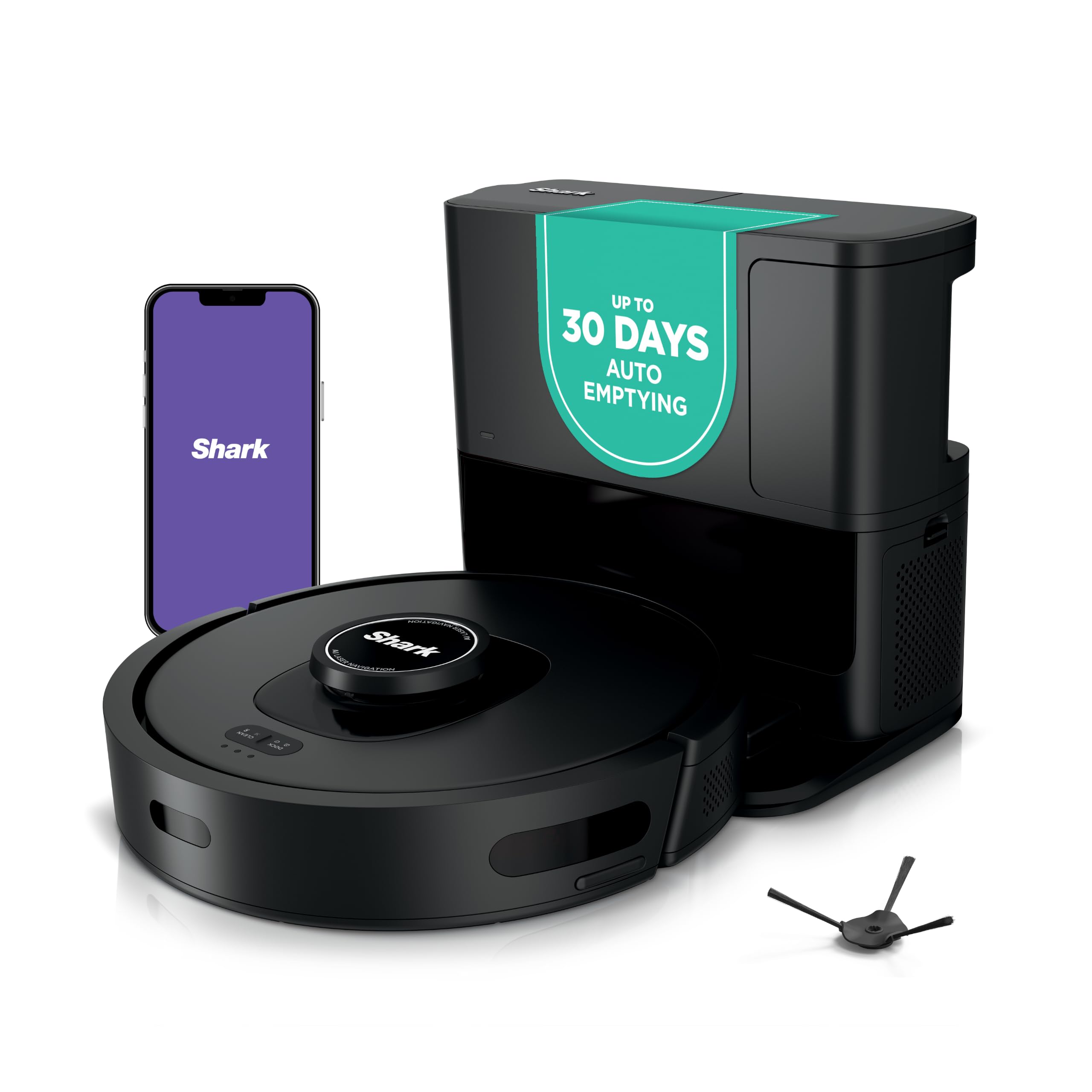 Shark AV2501S AI Ultra Robot Vacuum, with Matrix Clean, Home Mapping, 30-Day Capacity HEPA Bagless Self Empty Base, Perfect for Pet Hair, Wifi, Dark Grey