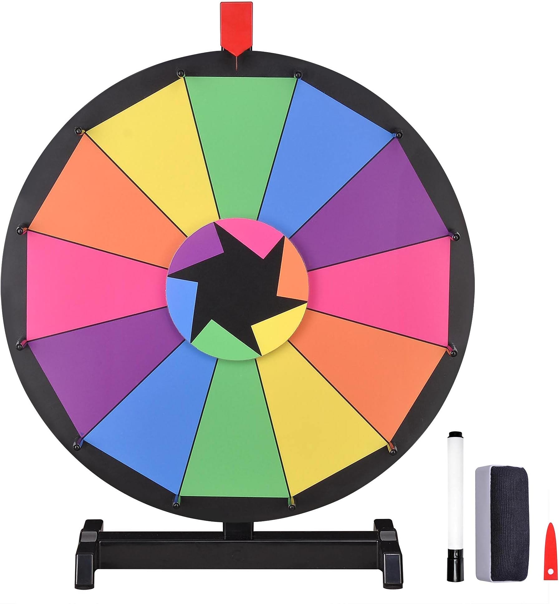 WinSpin 18" Tabletop Prize Wheel 12 Slot Spinning Game with Dry Erase Tradeshow Carnival Something Fun at Home