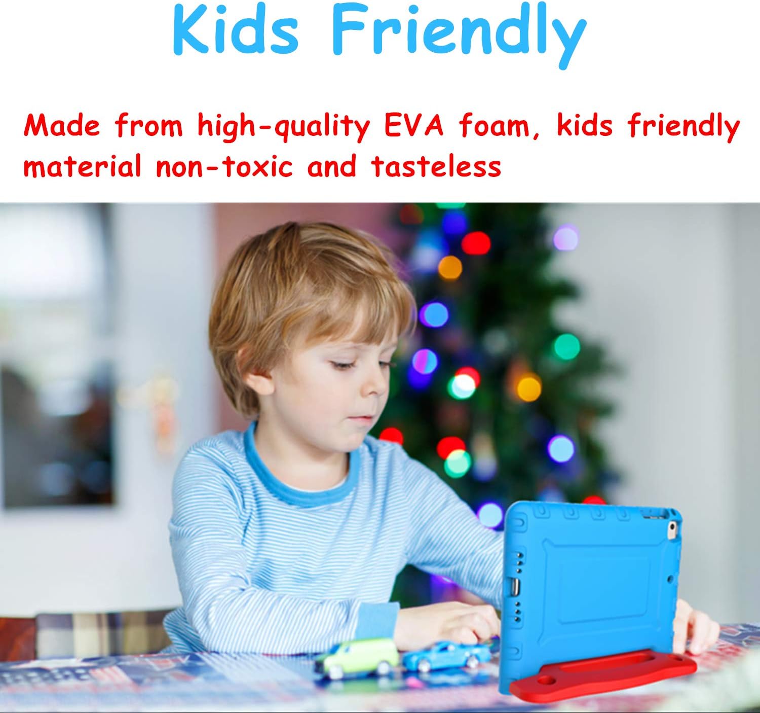 Kids Case for iPad Mini 1 2 3 4 5 Generation - Lightweight Shockproof Convertible Protection Cover with Built-in Handle Stand Children Tablet and 2019 - Retina Display (Blue & Red)