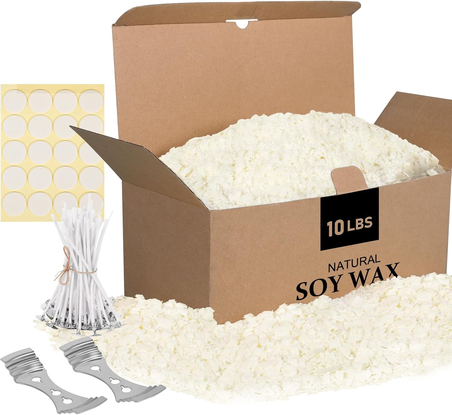 SAEUYVB Natural Soy Candle Wax and Soy Candle Wax for Candle Making - 2 lbs Soy Wax for Candle Making,Premium Soy Candle Wax.20 Candle Wicks, 20 Wick Stickers, and 2 Centering Devices (Pack of 2)