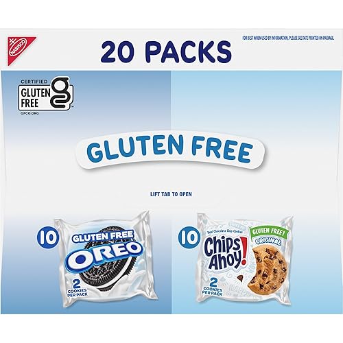 Miniatura 16 de OREO Galletas de sándwich de chocolate y chips AHOY! Galletas con chispas de chocolate sin gluten, paquete variado, 20 paquetes de aperitivos