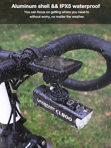 Miniatura 5 de VANSPARK CL800 Bike Lights, Max 1000 Lumens Bike Headlight with Cut Off Beam, 3500mAh USB-C Rechargeable Bicycle Light, CNC-Machined Aluminum Body