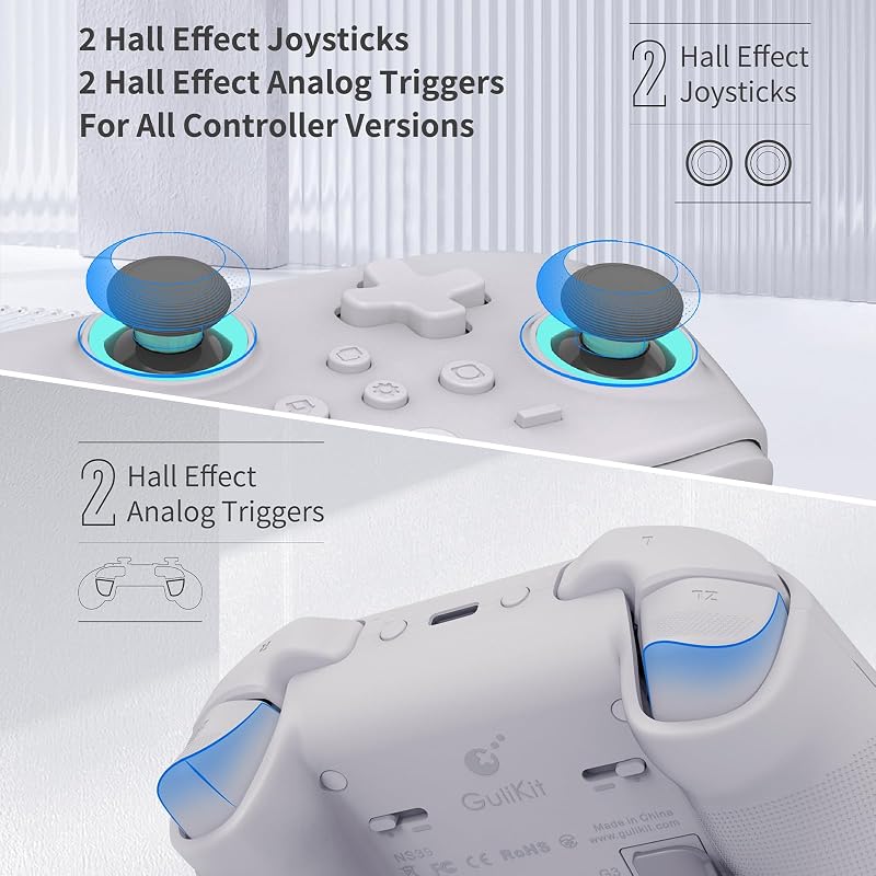 GuliKit KK3 Max Bluetooth Kontroller - Hall Effekt Joystick, Állítható Ravaszok, Cserélhető Paddlek, Switch/OLED/PC Kompatibilis, Drift-ment