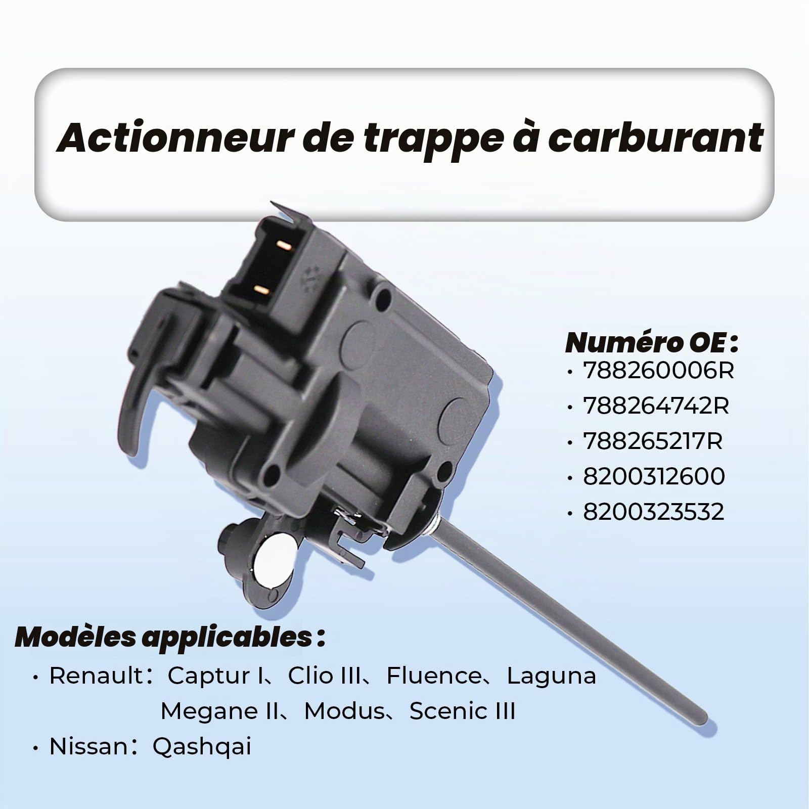 Moteur Servomoteur Actionneur Ouverture Trappe Carburant 788264742R pour Clio 3 Megane 2 Scenic 3 Grand Modus Captur Fluence Espace Laguna 8200312600