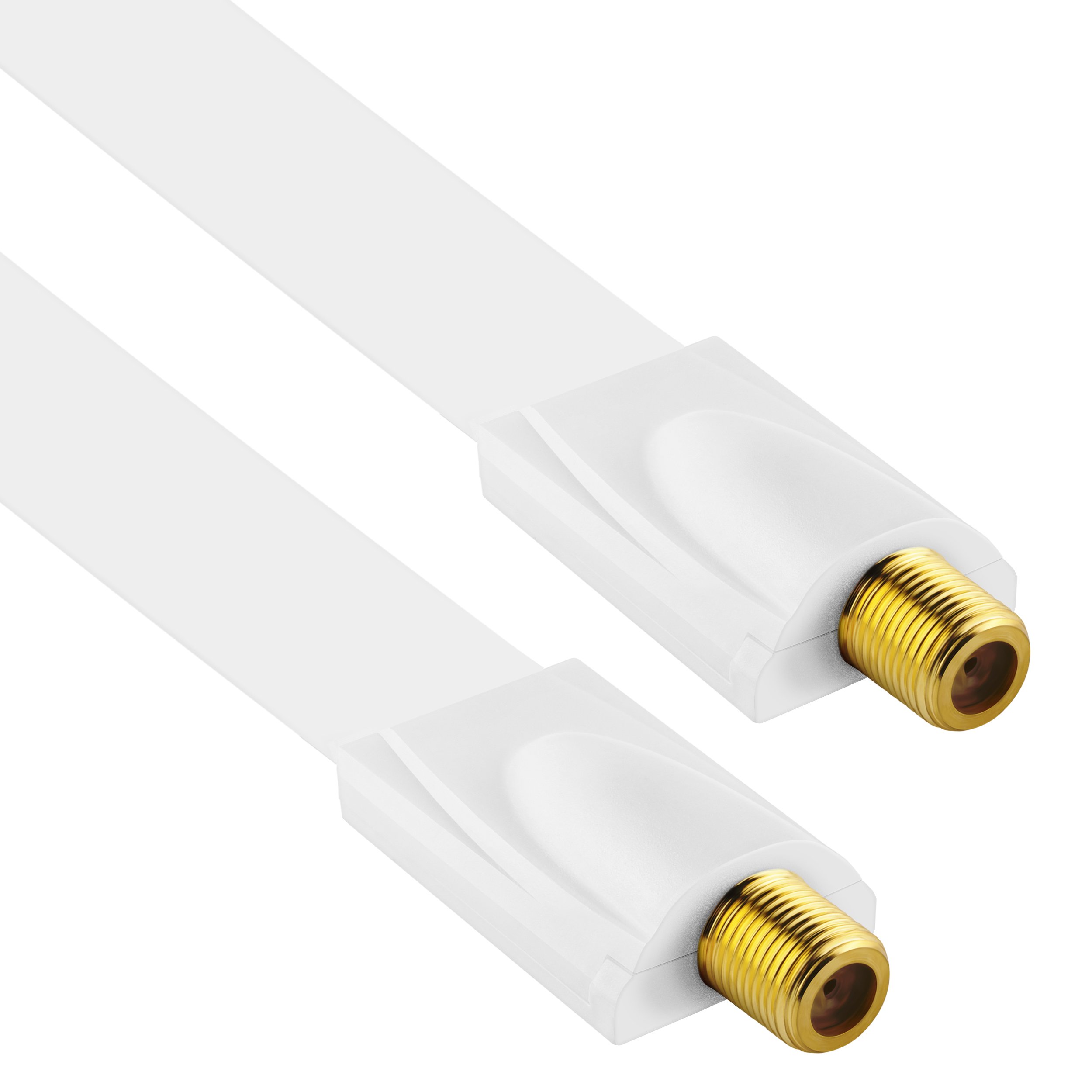 mumbi 30 cm Passe-fenêtre pour cble Satellite (connecteur F vers fiche F) extrêmement Plat, blanc