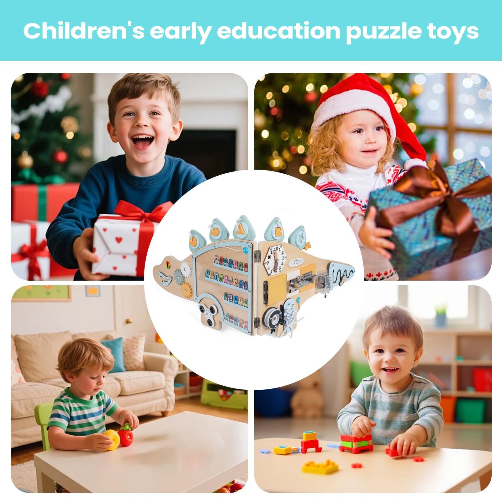 Panel sensoryczny ścienny dla dzieci | Drewniany dinozaur Edukacyjny - Drewniany panel ścienny sensoryczny - dla chłopców dziewcząt Dom Sypialnia Klasa Pokój zabaw Przedszkole