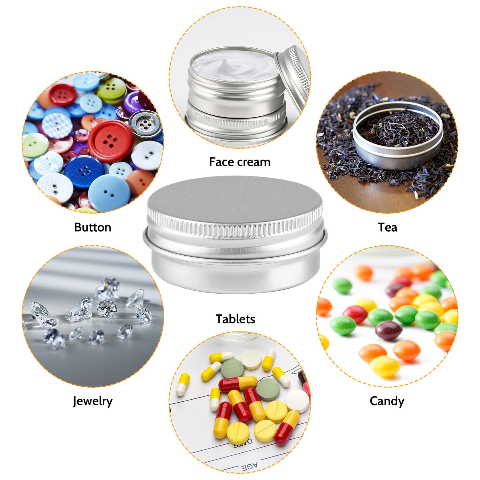 24 Contenitori Da Viaggio In Alluminio 15ml - Vasetti Cosmetici Con Tappo Per Creme E Trucchi - Foto 4