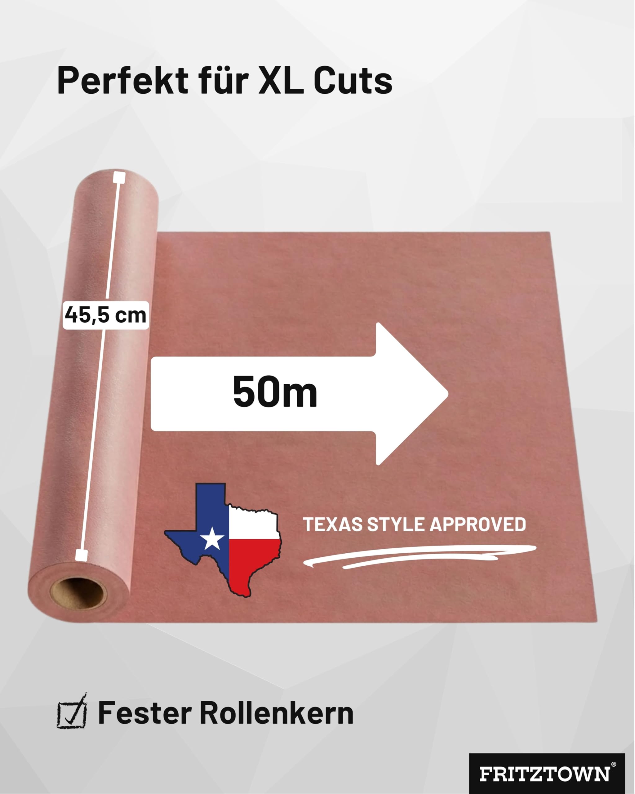 Butcher Paper Deluxe Pink 44,5 cm x 50 m Rotolo | Sicuro per alimenti | Carta kraft carta per griglia | Ideale per barbecue, affumicatura e confezionamento carne