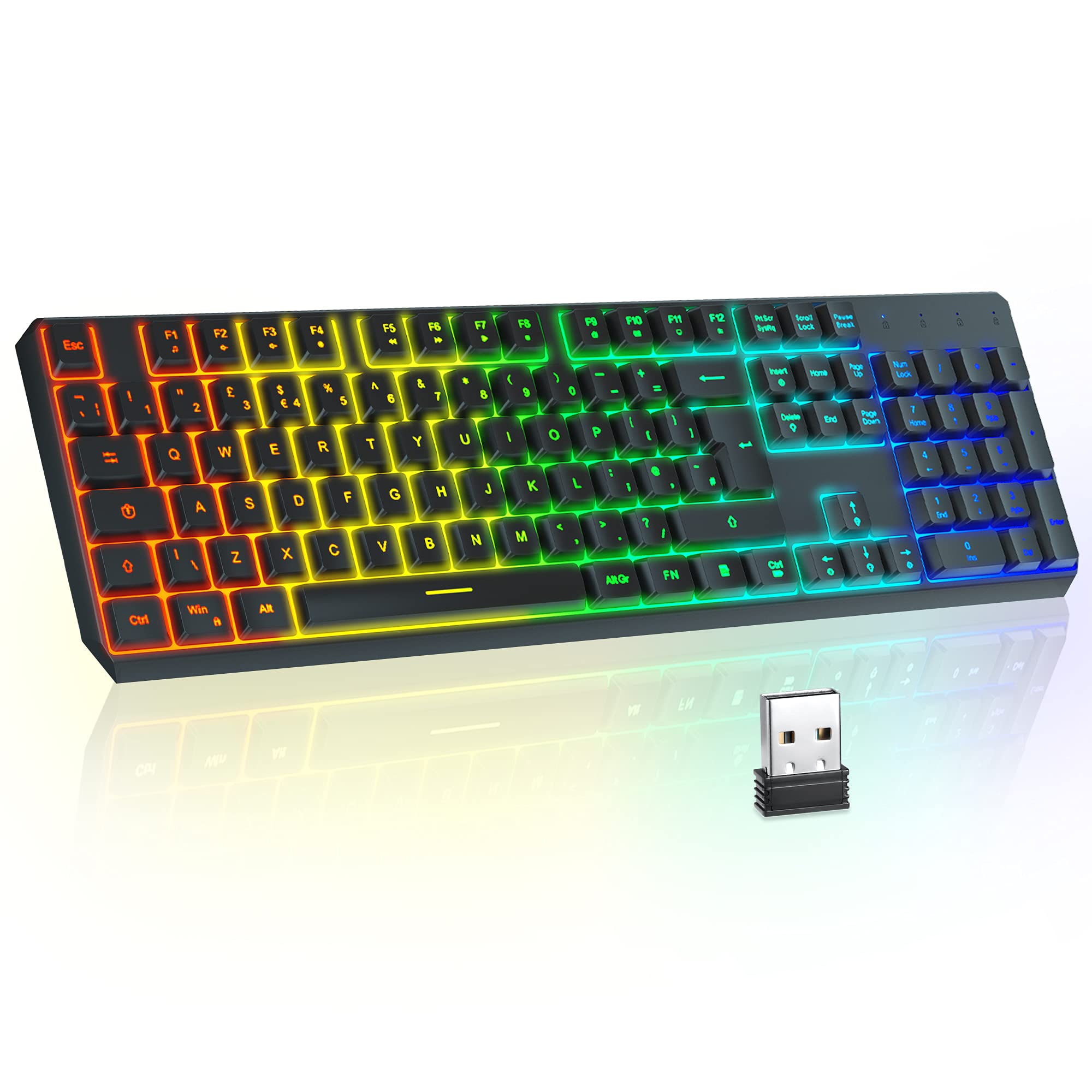 Buy Wireless Backlit Keyboard Silent UK Layout, TopMate 2.4G Slim