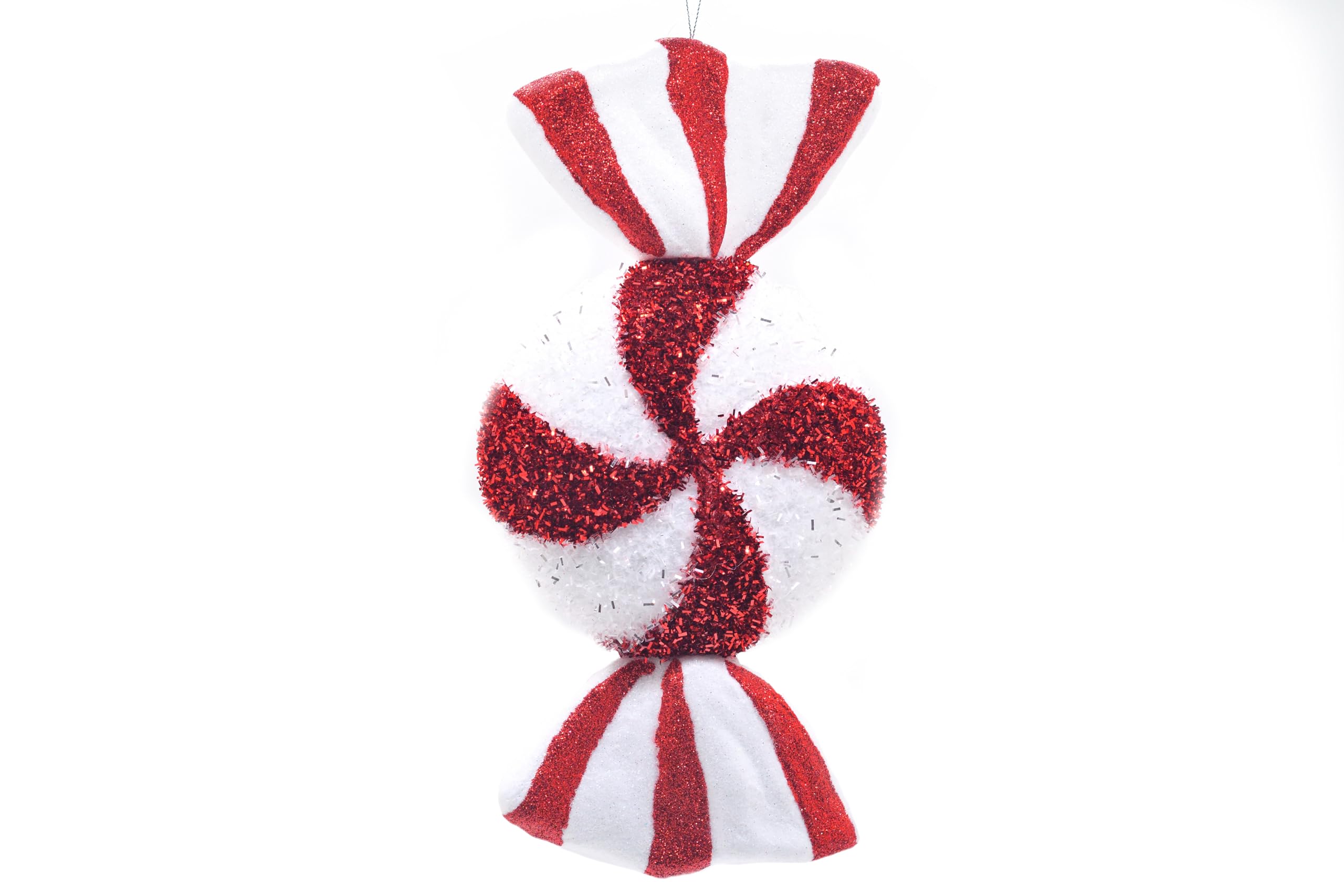 Festive Productions 28cm Polyfoam Red and White Glitter Candy Stripe Sweet Hanging Christmas Decoration Xmas Tree Festive Décor