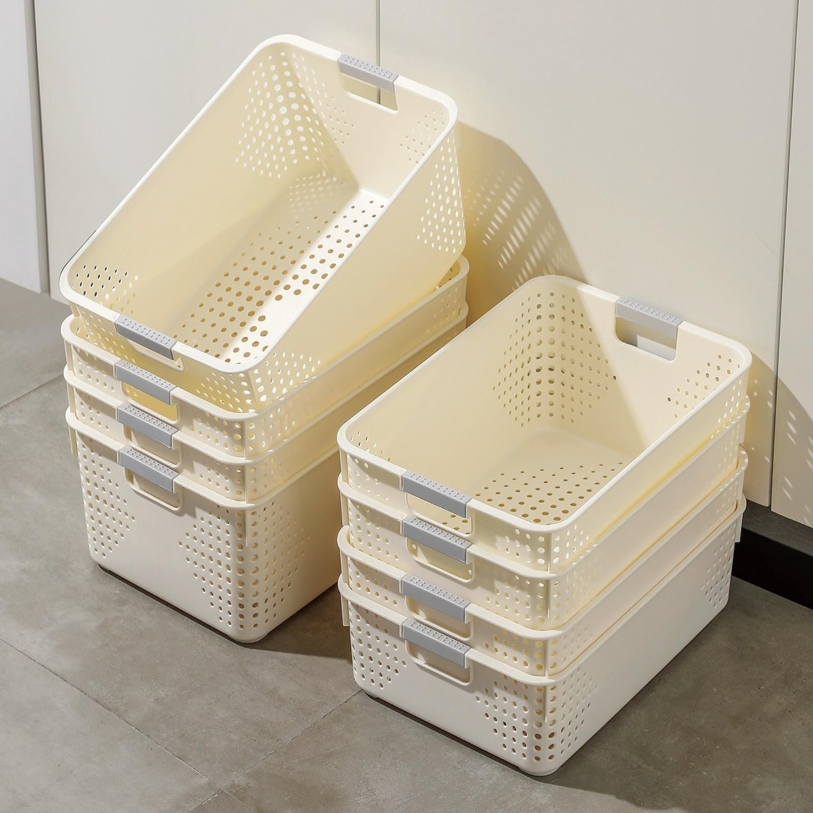 Jorivelax Cream-colored extra-large storage basket for snacks, miscellaneous items, desktop, living room, and toys