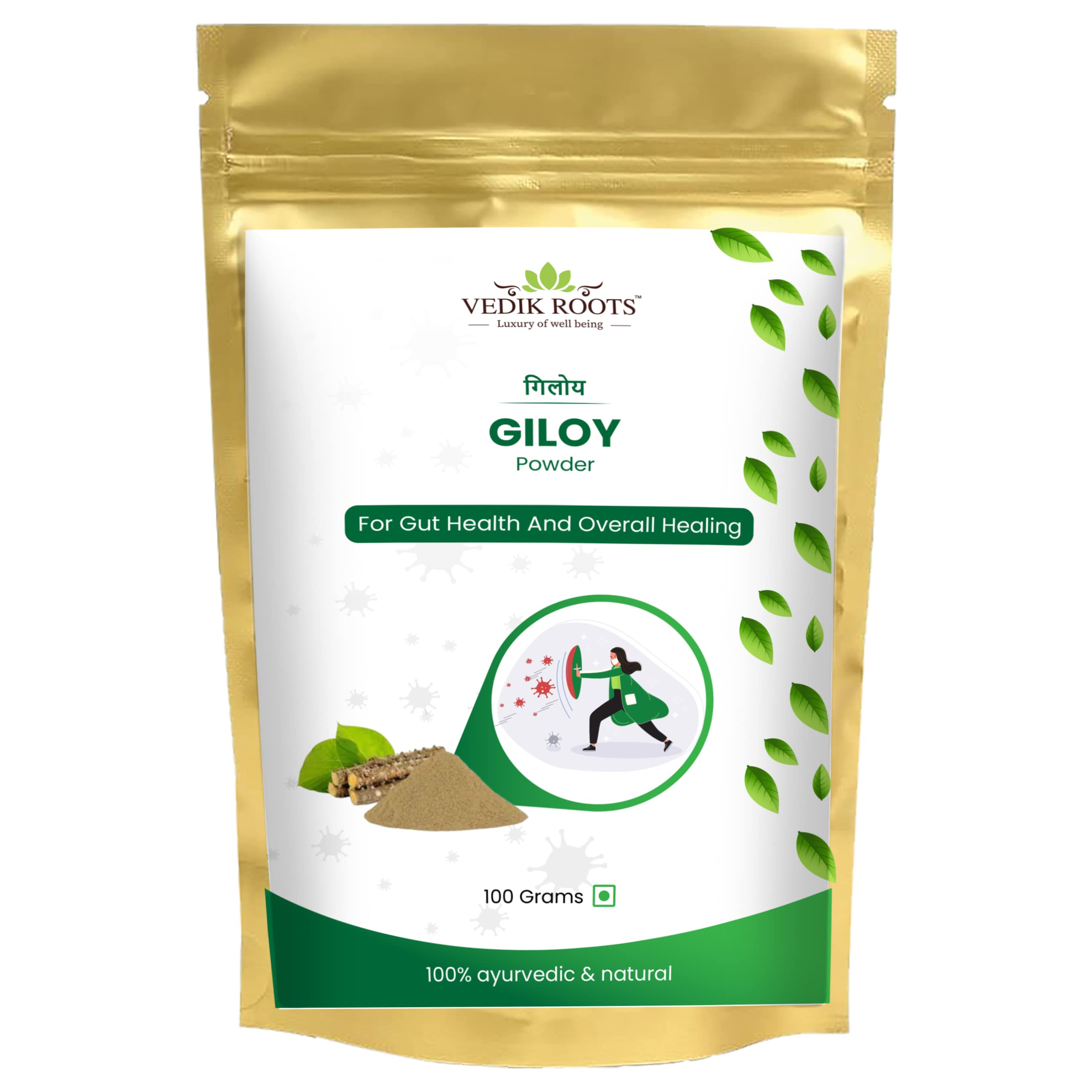 Giloy Powder - 100% Pure Extract - Strengthens Immunity and Fights Illnesses 100Gm (Pack of 1)