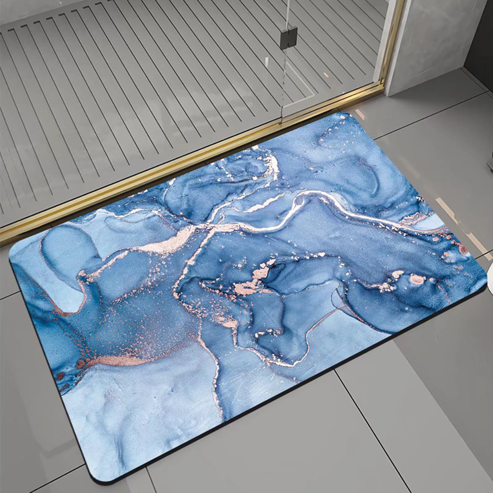 Tapis de Bain en Pierre de diatomite, Tapis de Bain antidérapant, Tapis de Douche Absorbant à 4 Couches, Tapis de Bain Lavable, pour Baignoire, Douche, Salle de Bain, Maison,60×90cm,10