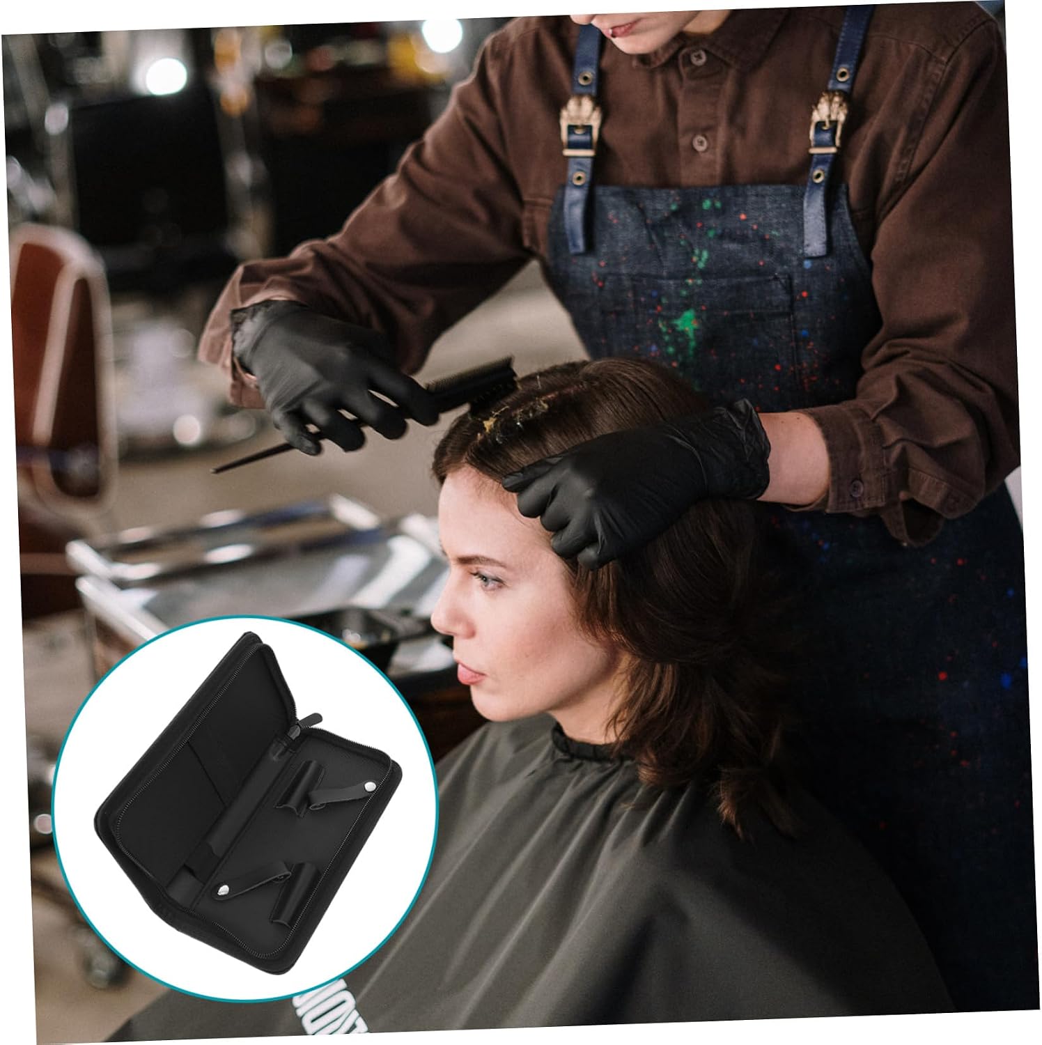 BETOOKY Hair Stylist Scissor Case and Comb Bag, 2pcs Professional Hairdressing Tool Pouch with Single Zipper, Black Portable Shear Holder for Barbers and Hairdressers
