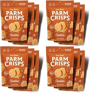 ParmCrisps - Cheddar Cheese Crisps, Made Simply with 100% REAL Cheese | Healthy Keto Snacks, Low Carb, High Protein, Gluten Free, Oven Baked, Keto-Friendly | 1.75 Oz (Pack of 12)