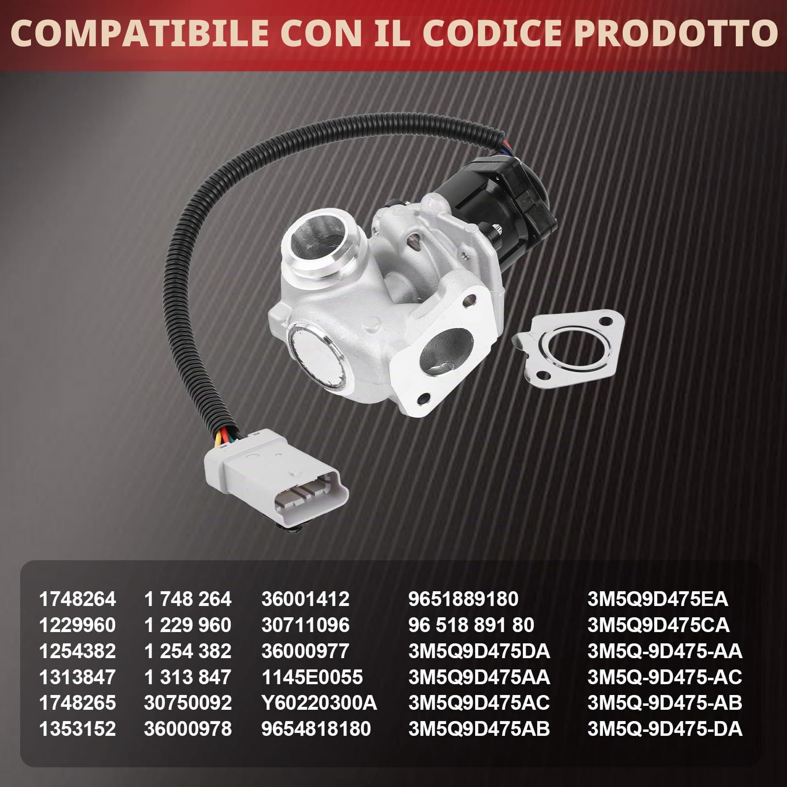 Valvola EGR Flydida con guarnizione in argento, adatta per Focus, C-max, Focus II (DA_), C30, S40 II, V50 1.6 D 1.6TDCI Accessori auto Codice articolo 1254382 1229960 1353152 1748265 1748264 1313847