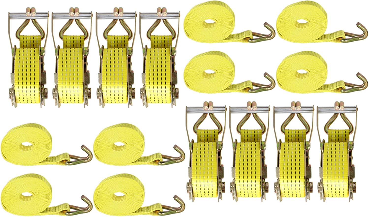 kimllier 8 Pack Tie-Down Straps 2 Inch x 15 Feet Ratchet Straps Heavy Duty Ratchet Cargo Strap 5000Lbs Polyester Webbing Fit for Transportation Immobilization