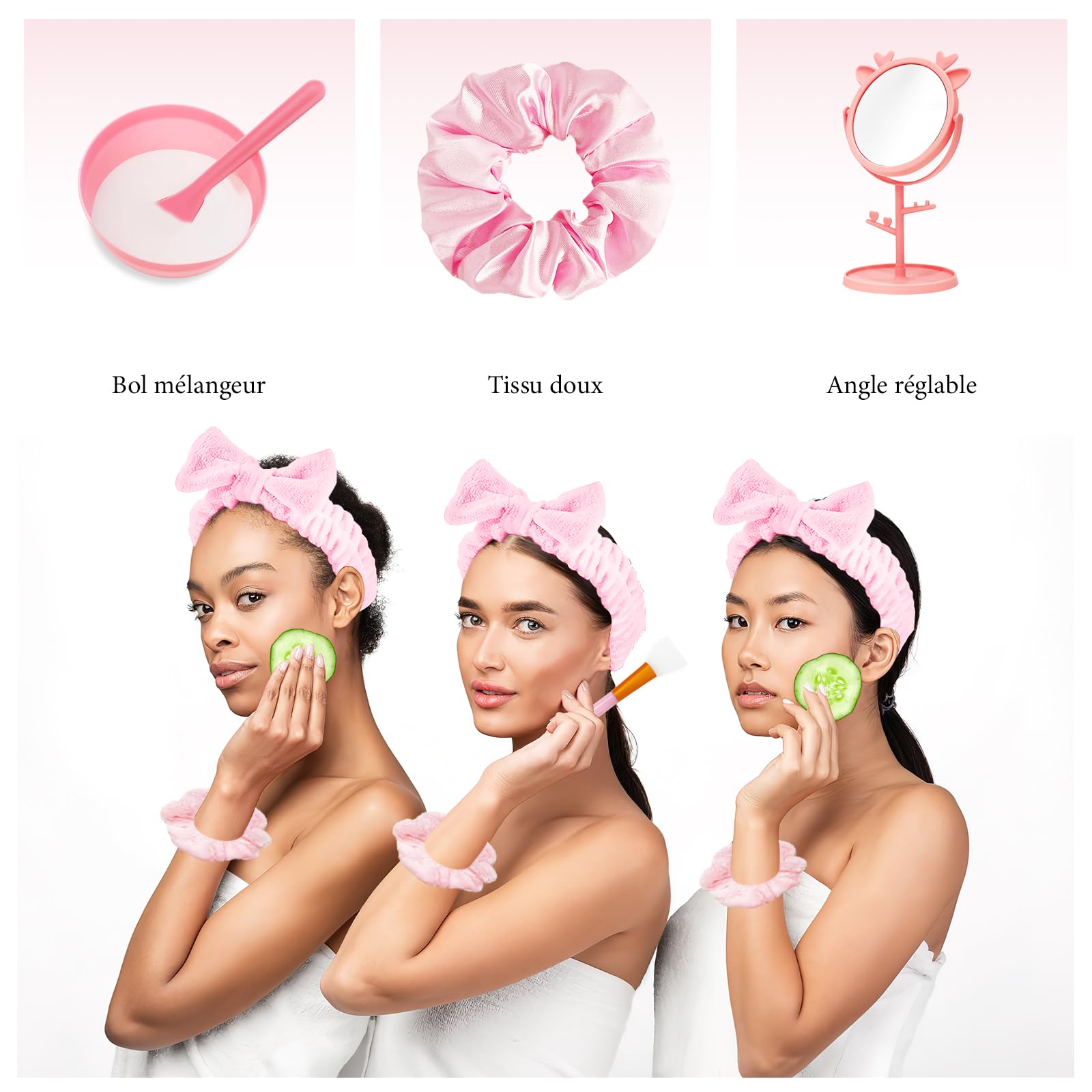 Kit Fête Spa Rose 96 Pièces pour Soirée Pyjama de 12 Personnes