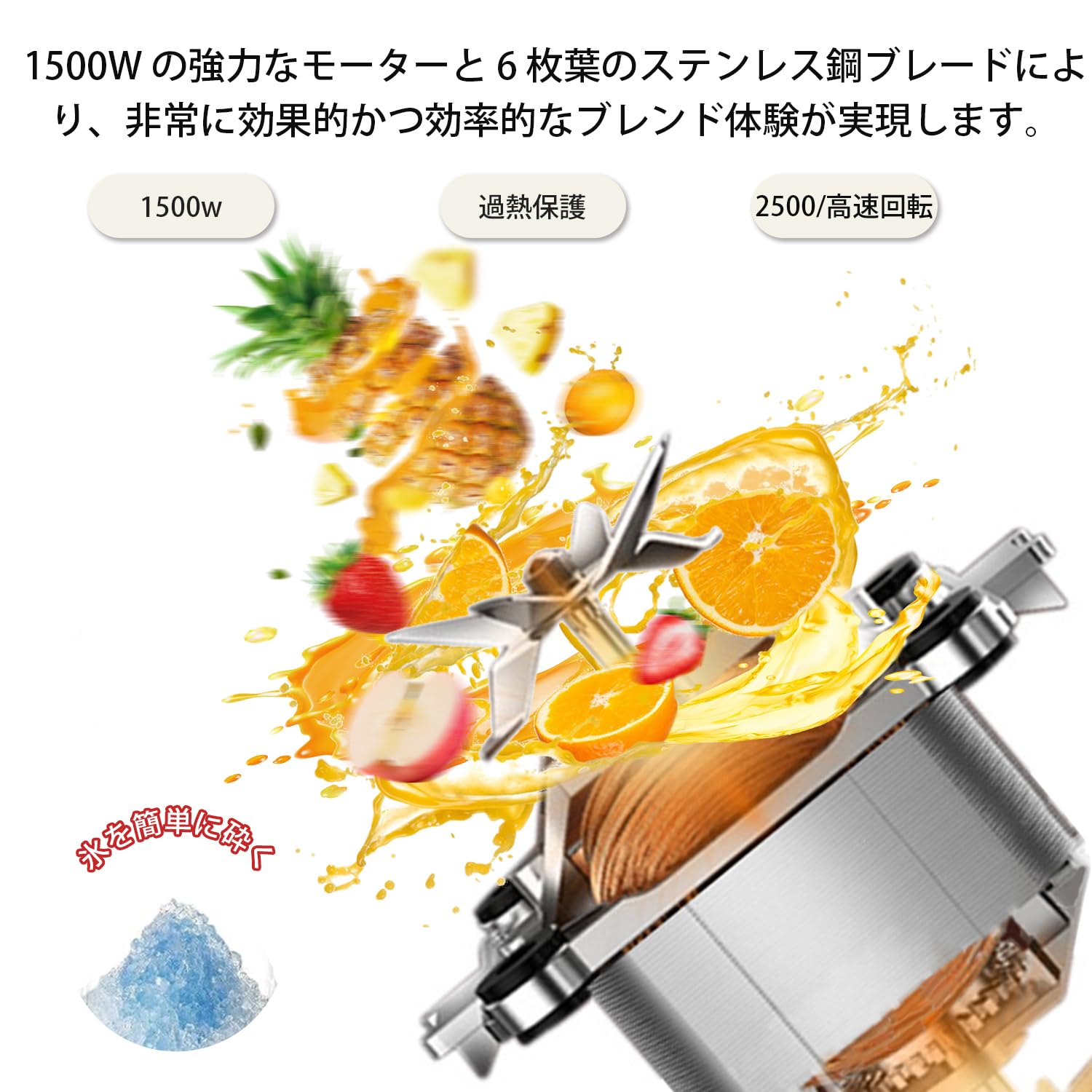 Amazon | ミキサー 2l大容量ジューサー 氷も砕ける 1500W ハイパワー