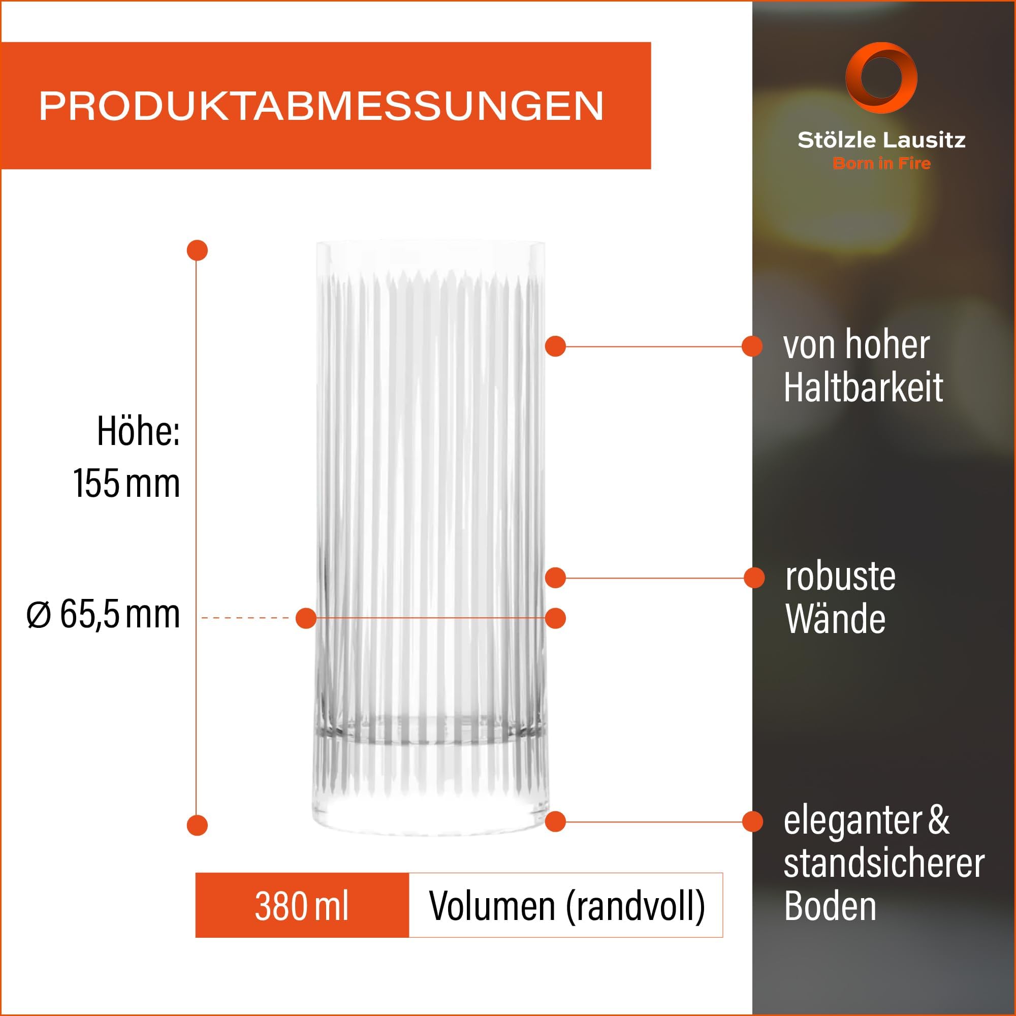 Stölzle Lausitz Soho Juice - Juego de 6 elegantes vasos altos de 12 onzas con base gruesa, cristalería 100% sin plomo, vasos aptos para lavavajillas para entretenimiento y ocasiones especiales