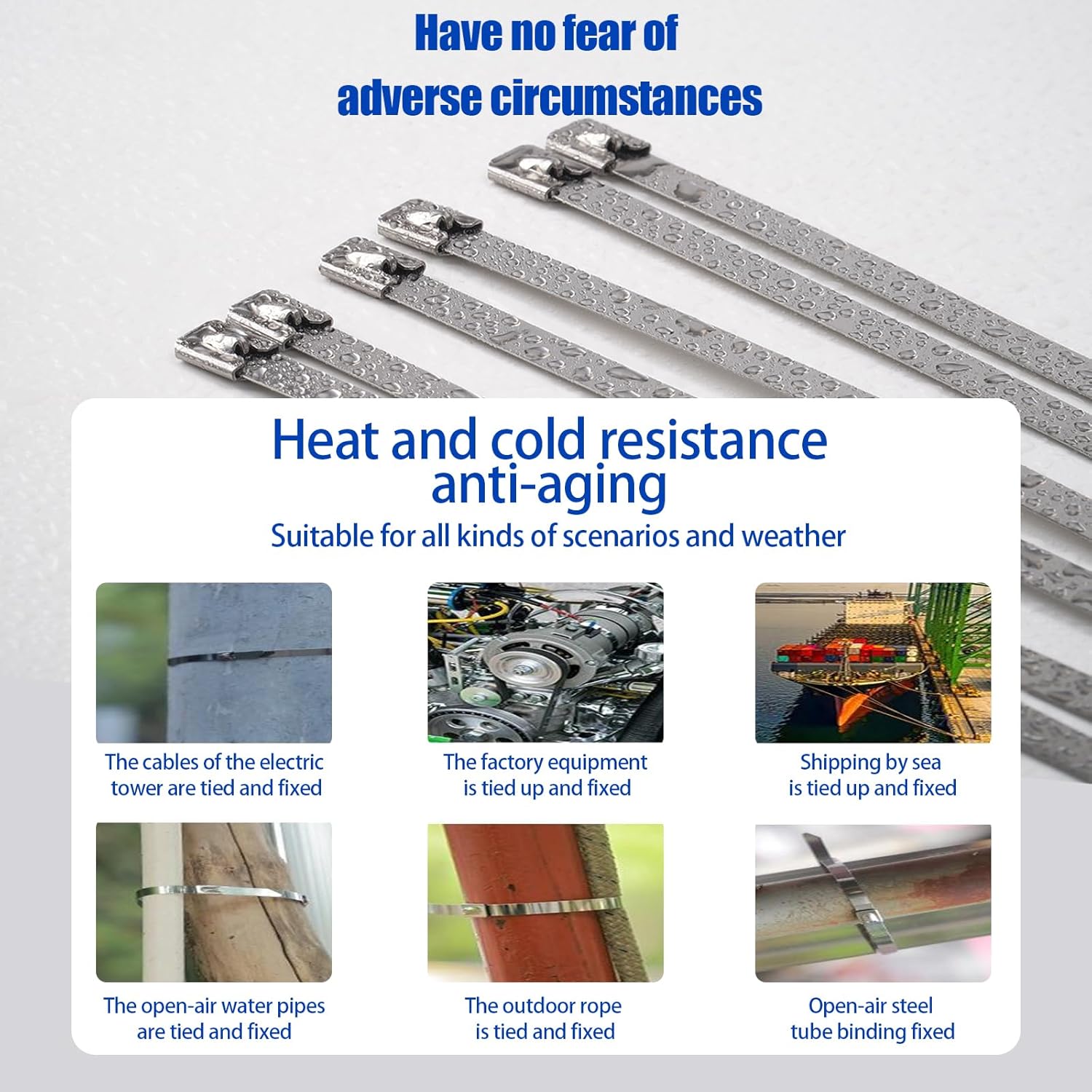 Metal Zip Ties, 60 Inch Extra Long 390Lb Stainless Steel Cable Ties, Heavy Duty Self-Locking Strap Ties, Strength for Exhaust Wrap, Garden Ties, pipes, Outdoor UV Resistant Large Tie Wraps 30 Pcs