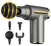 Mini Handheld Massage Gun, Deep Tissue with 6 Speeds, Cordless Muscle Massager with 4 Heads,Type-C Charging, Travel Size, Best Gifts