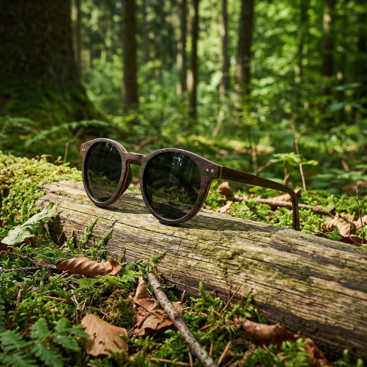 Holz Runde Polarisierte Sonnenbrille - Mode Stil Hölzerne Sonnenbrille mit Bambus Etui für Herren und Damen Perfekte Geschenke