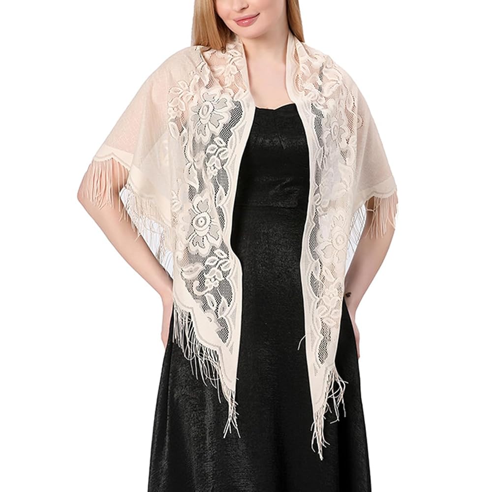 RUI VTRON Châle Pashmina Pour Femme, Écharpe D'Hiver Douce, Châle Pour Robes De Soirée, Châle Pour Mariage, Beige, Taille L