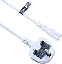 2 Pin Mains Power Cable Universal Fig Figure 8 UK Lead Compatible with HP Envy 4500, 5530, 5532, 120, 5510, 5520, 6520 | HP OfficeJet 4650, 6968, 6978, 3830, 8710 Printer | Wall Cord 5m (White)