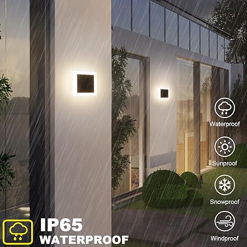 Miniatura 3 de Aoceley Aplique de pared LED moderno para exteriores, lámpara de pared moderna negra, luces de pared para exteriores, aluminio impermeable, luz de