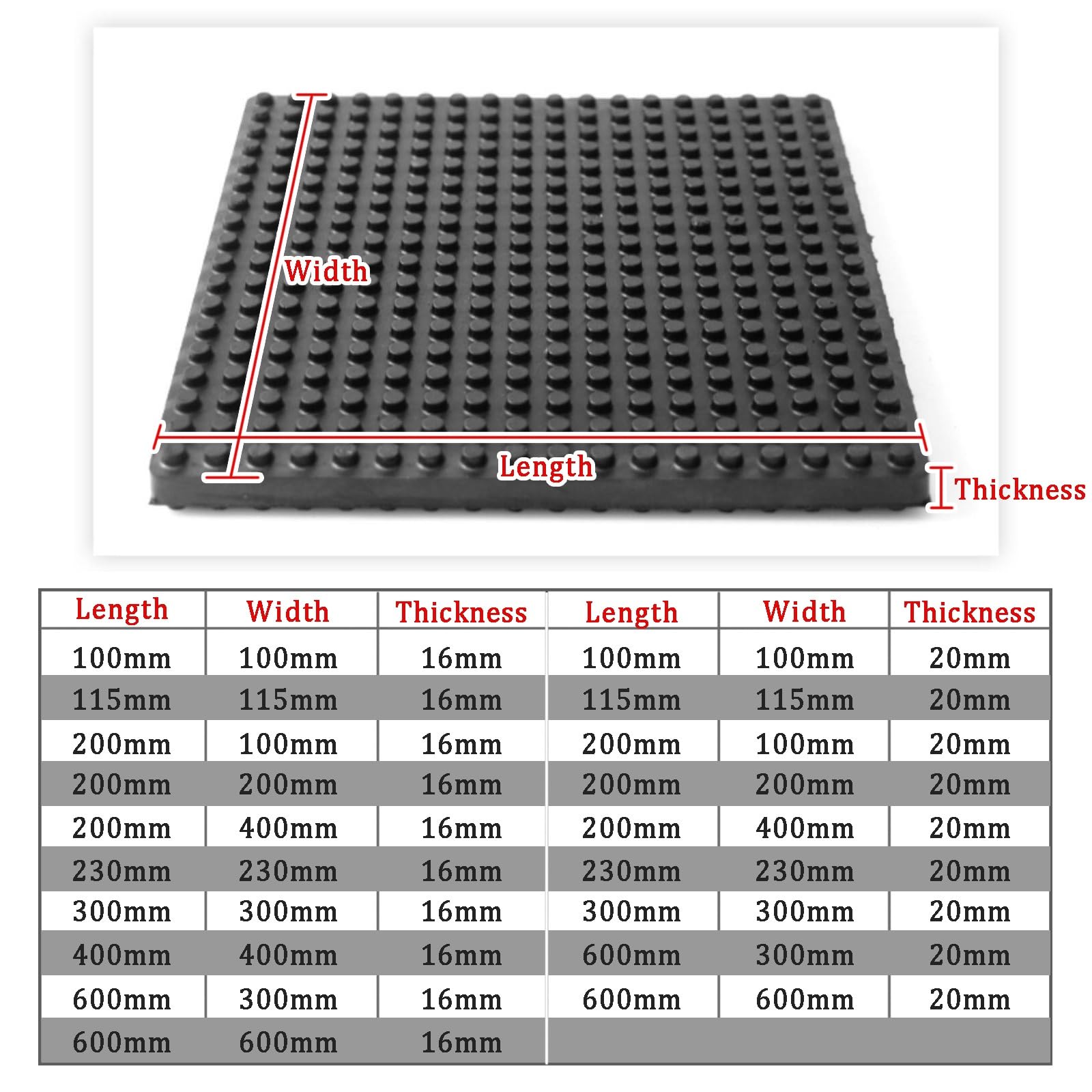 Schwingungsdämpfer Unterlage Waschmaschine, Gummimatte Stoßdämpfung für Laufband, Schallisolierte Füße für Wäschetrockner, Vibrationsdämpfer für Fitnessgeräte(600 * 600mm,20mm)