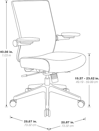 Miniatura 22 de Space Seating 867 Series - Silla de administrador ajustable con respaldo de malla transpirable, soporte lumbar y brazos abatibles acolchados,