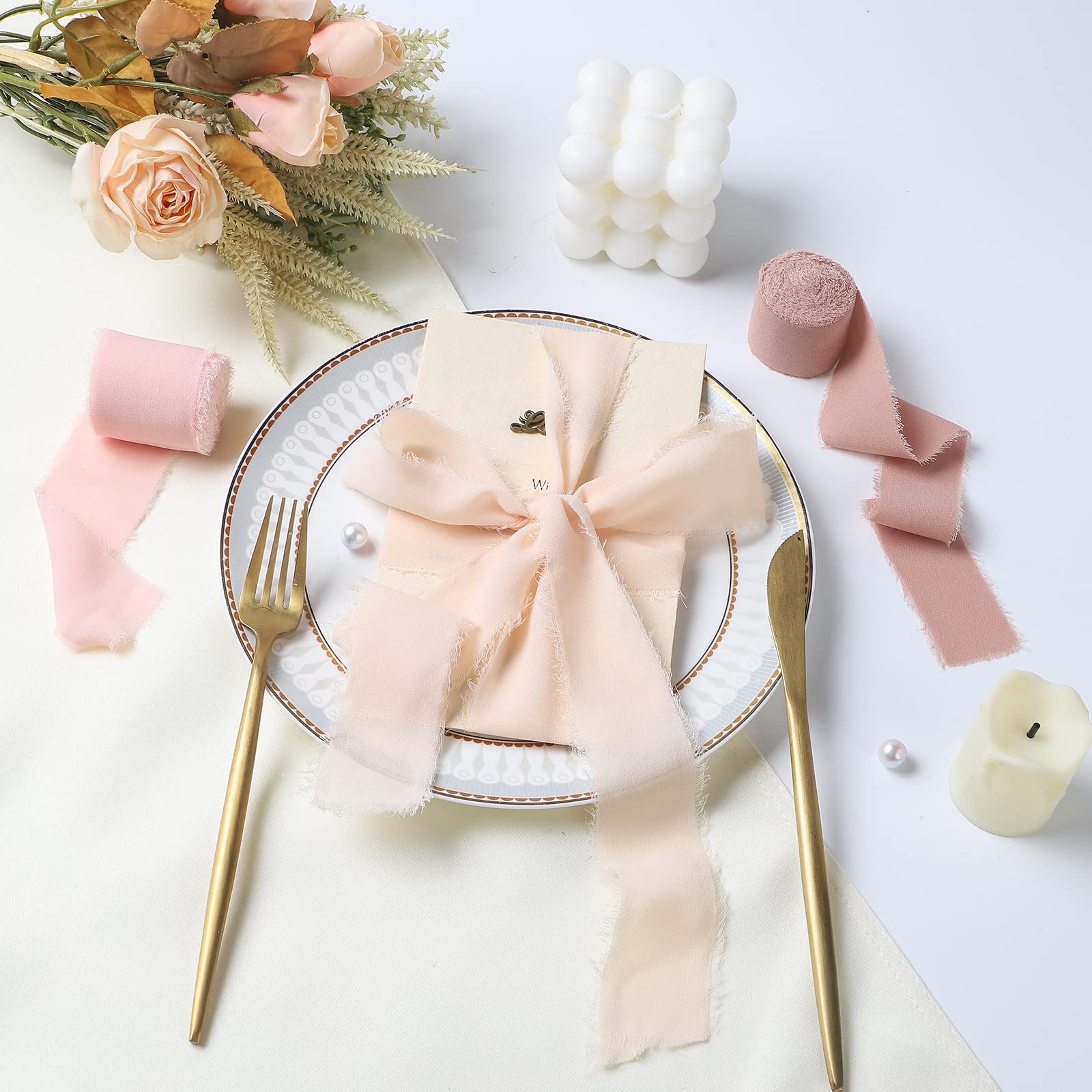 Amazon.com: 4 Rolls Handmade Fringe Chiffon Ribbon 1