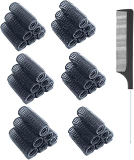MOODKEY 36PCS Self Grip Small Hair Curlers Black Heatless Roller Hair Curlers Pro DIY Curly Hairstyle Hair Rollers Tools Rat Tail Comb for Women Medium Short Hair(0.6 x 2.4 Inch)