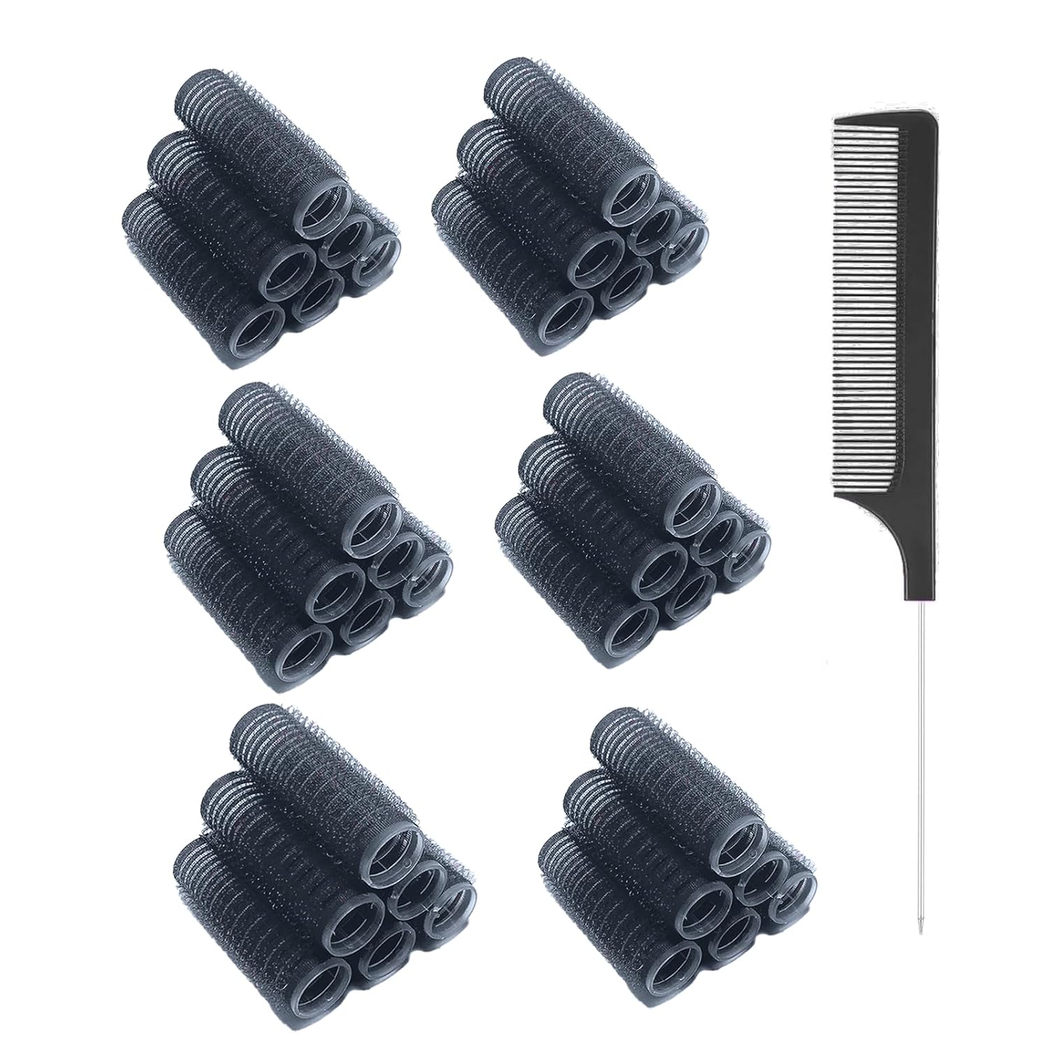 36PCS Self Grip Small Hair Curlers Heatless Roller Hair Curlers Pro Salon Hairdressing Curler DIY Curly Hairstyle Hair Rollers Tools Rat Tail Comb for Women Medium Short Hair(0.6 x 2.4 Inch)