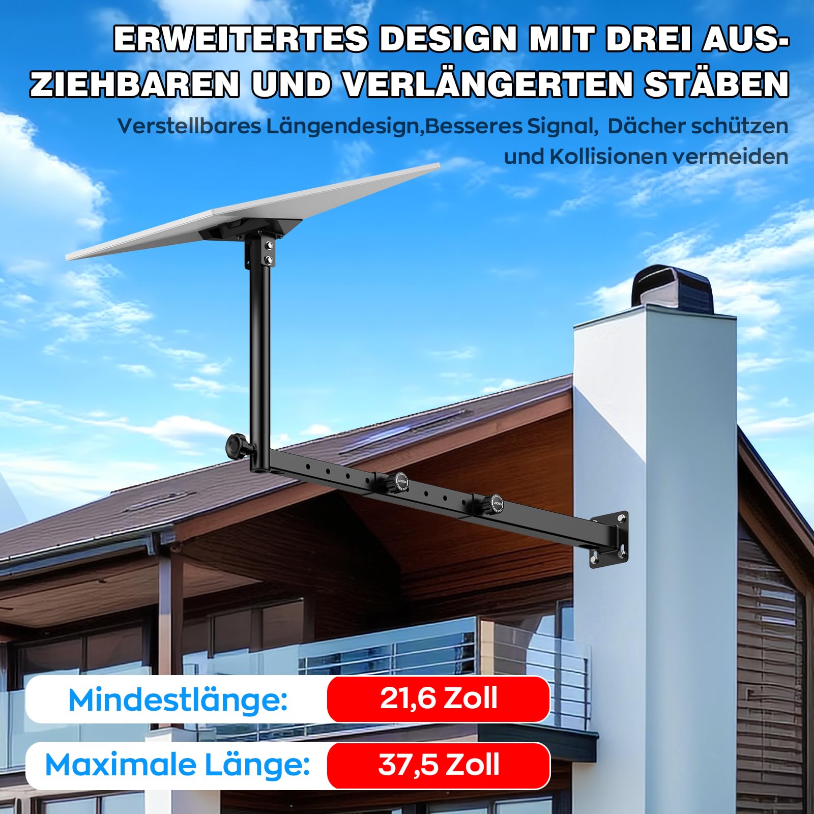 IMAYCC Starlink Gen 3 Mount,360 ° Regolabile Scalabile Braccio Lungo Supporto Starlink Gen 3 Kit Di Montaggio Starlink V3 Pole Mount con Adattatore per tubo Starlink Gen 3 per Internet Starlink