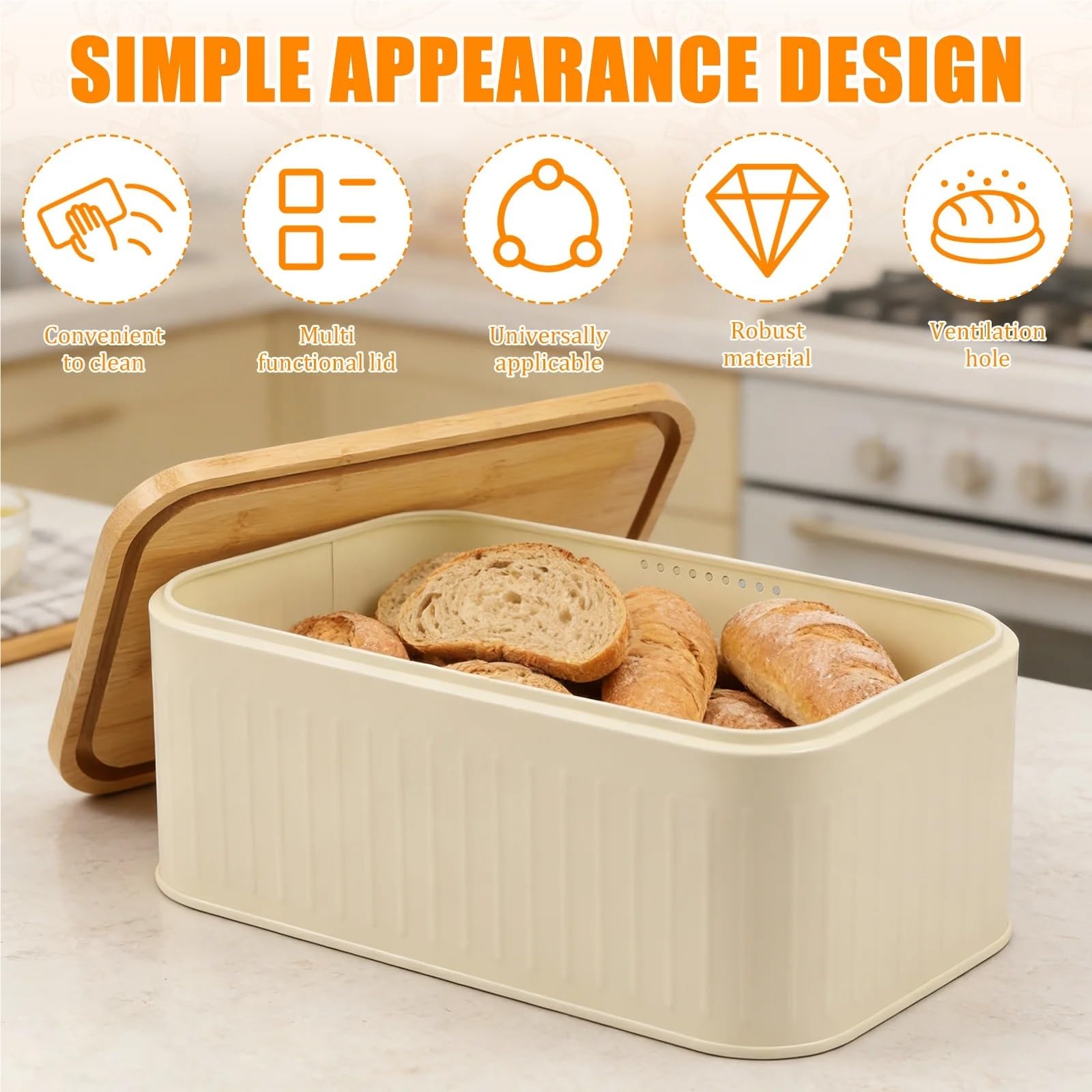 Caja de pan metal con orificios ventilación Para Pan