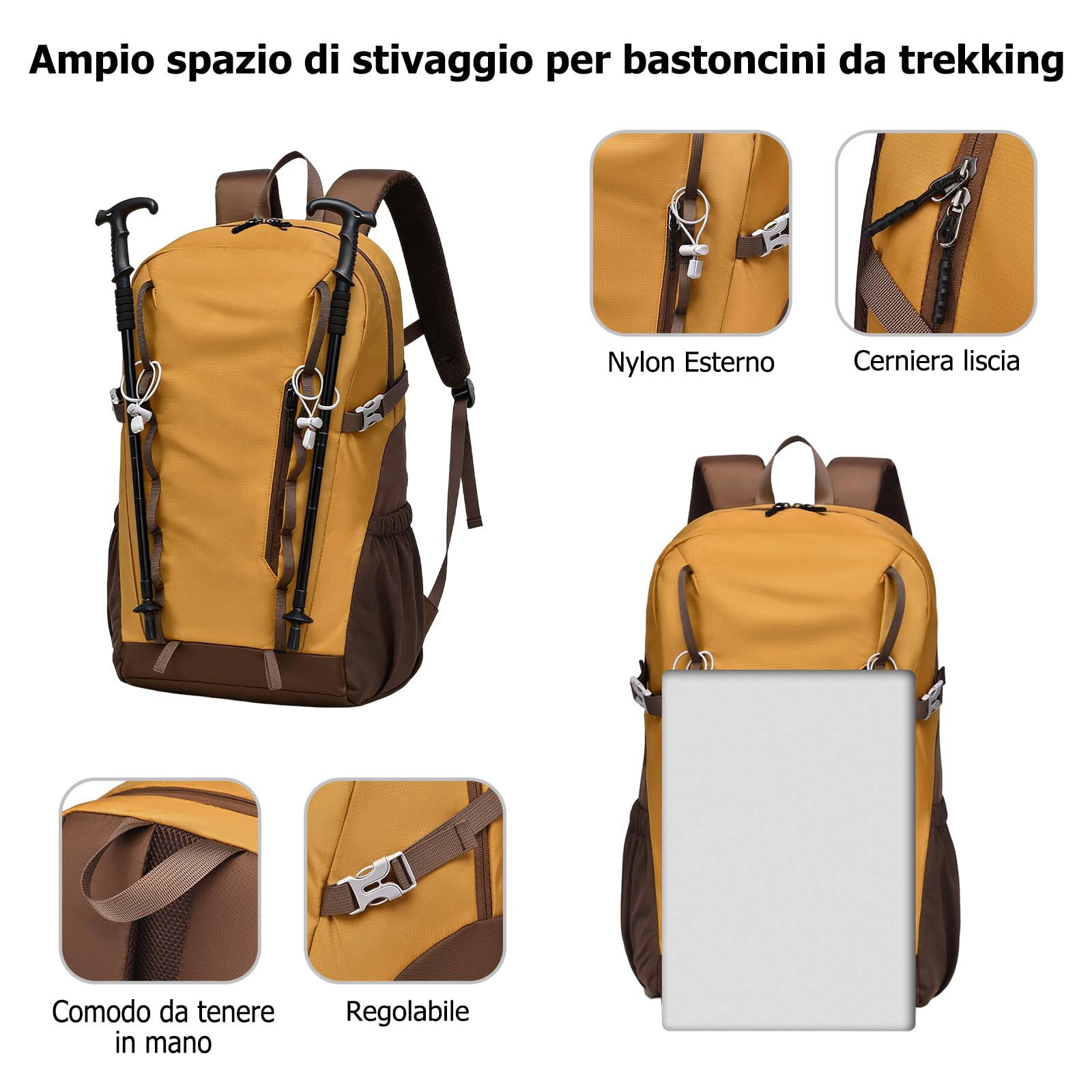 Zaino da Escursionismo Outdoor 30L Zaino di Grande Capacità Zaini Giorno Campeggio Impermeabile con Schienale Traspirante per Escursionismo Viaggi Uso Quotidiano Blu