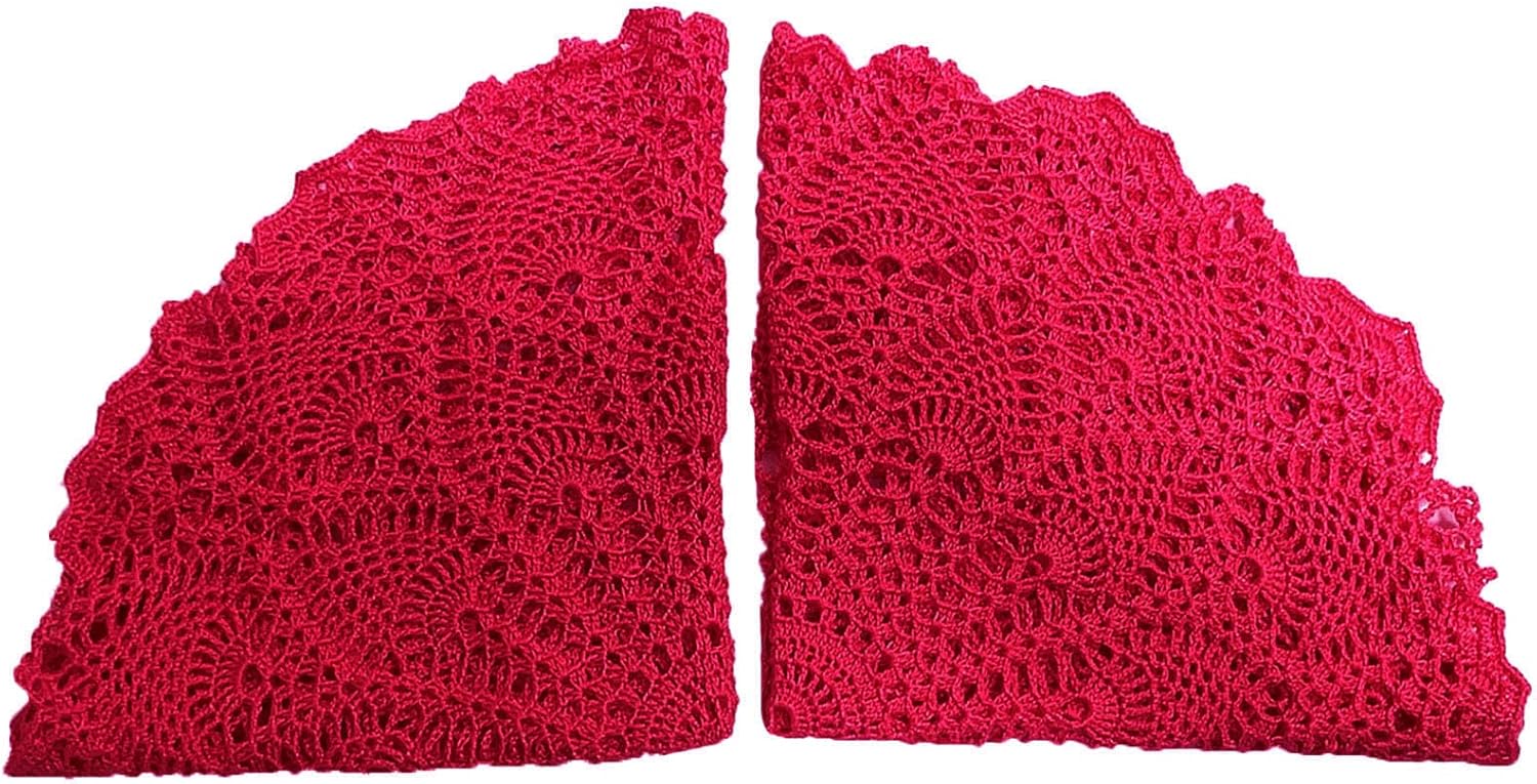 BIBITIME Crochet Table Doilies Lace Placemats Kitchen Cup Mug Mats Handmade Knitted Doily (16" to 17.5" - 4PCS, Style01-Rose)