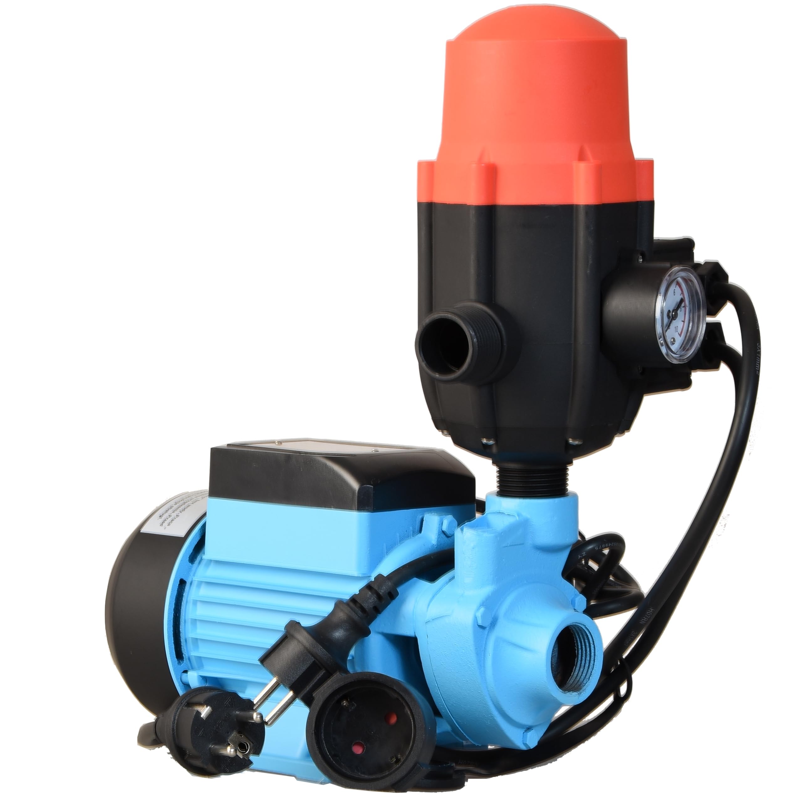Pompa dell'acqua QB 60 con Pressostato Elettronico BRIO CSK 21 - Pompa da Giardino (370 W, 2100 l/h, altezza di mandata 39 m) - Comando per Pompa - Regolazione Pressione - Protezione Marcia a Secco