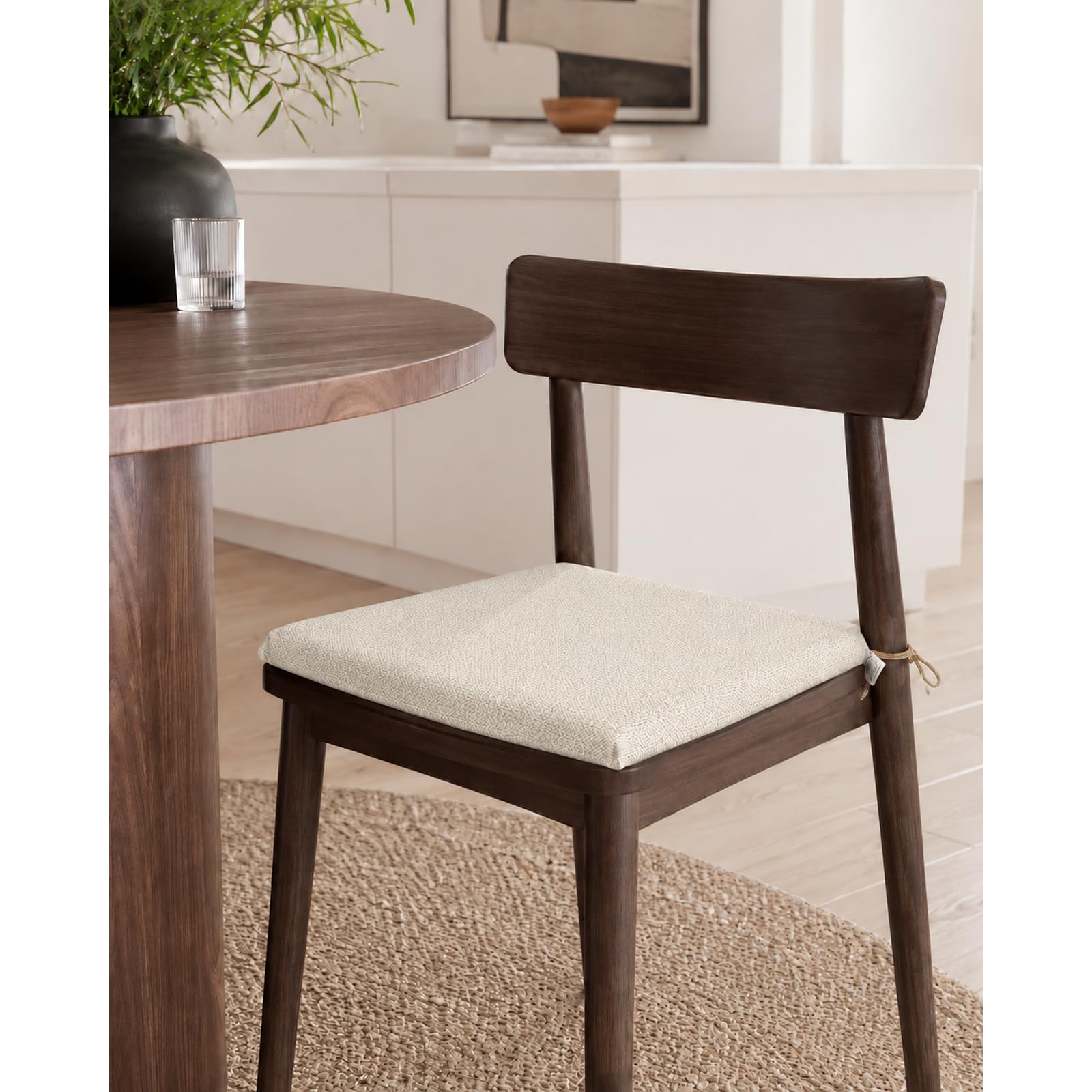Il Tuo Artigiano Design Cuscini per Sedie da Cucina Made in Italy - Cuscini Copri Sedie Sfoderabili 40x40x4 cm - Tessuto Antimacchia con Cerniera e Laccetti (6, Panna)