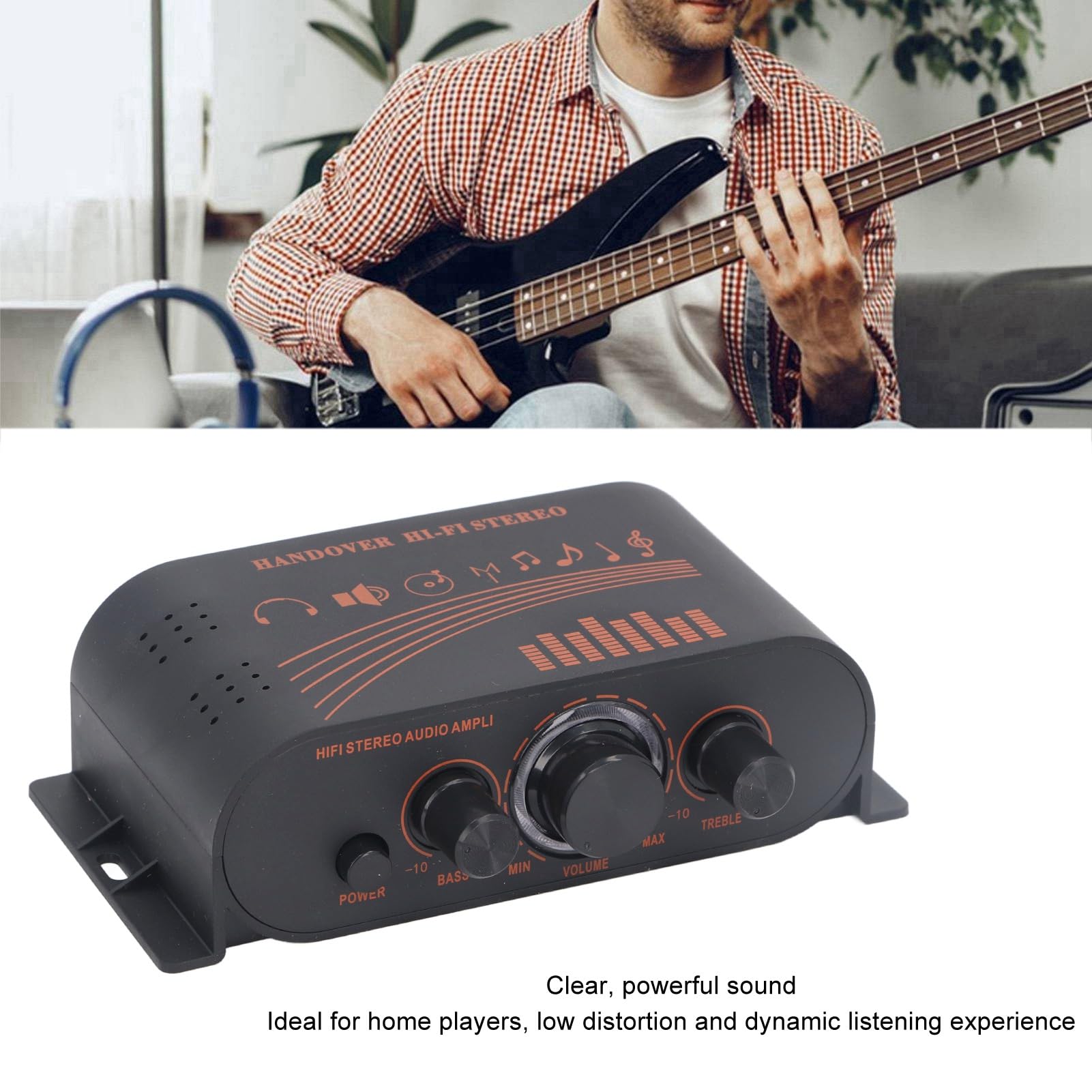 Amplificatore Stereo Tosuny 2x40W DC 12V | HiFi Compatto Per TV E Altoparlanti, Con Controlli Di Tono