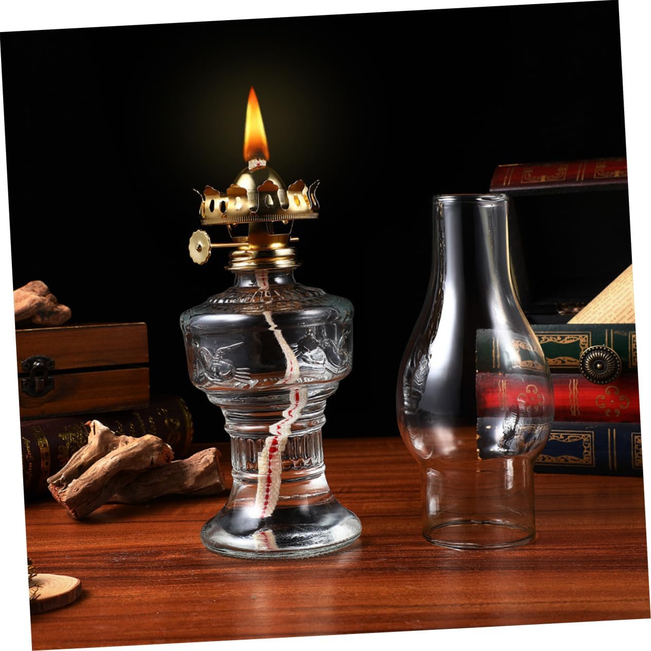 Luxshiny Retro Oil Lamp 2 Pack Elegant Glass Iron Decorative Butter Lamp for Home Party Random Style