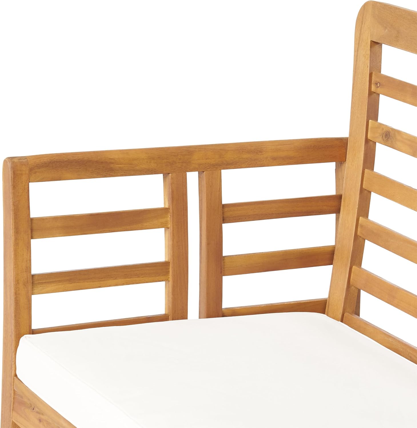 Christopher Knight Home Caydon Patio Acacia Wood Loveseat with Water-resistant Cushion, Garden Bench, Backyard, Poolside Chair for 2 People, Open-Slat Paneling with Double Pane Design, Brown and Cream