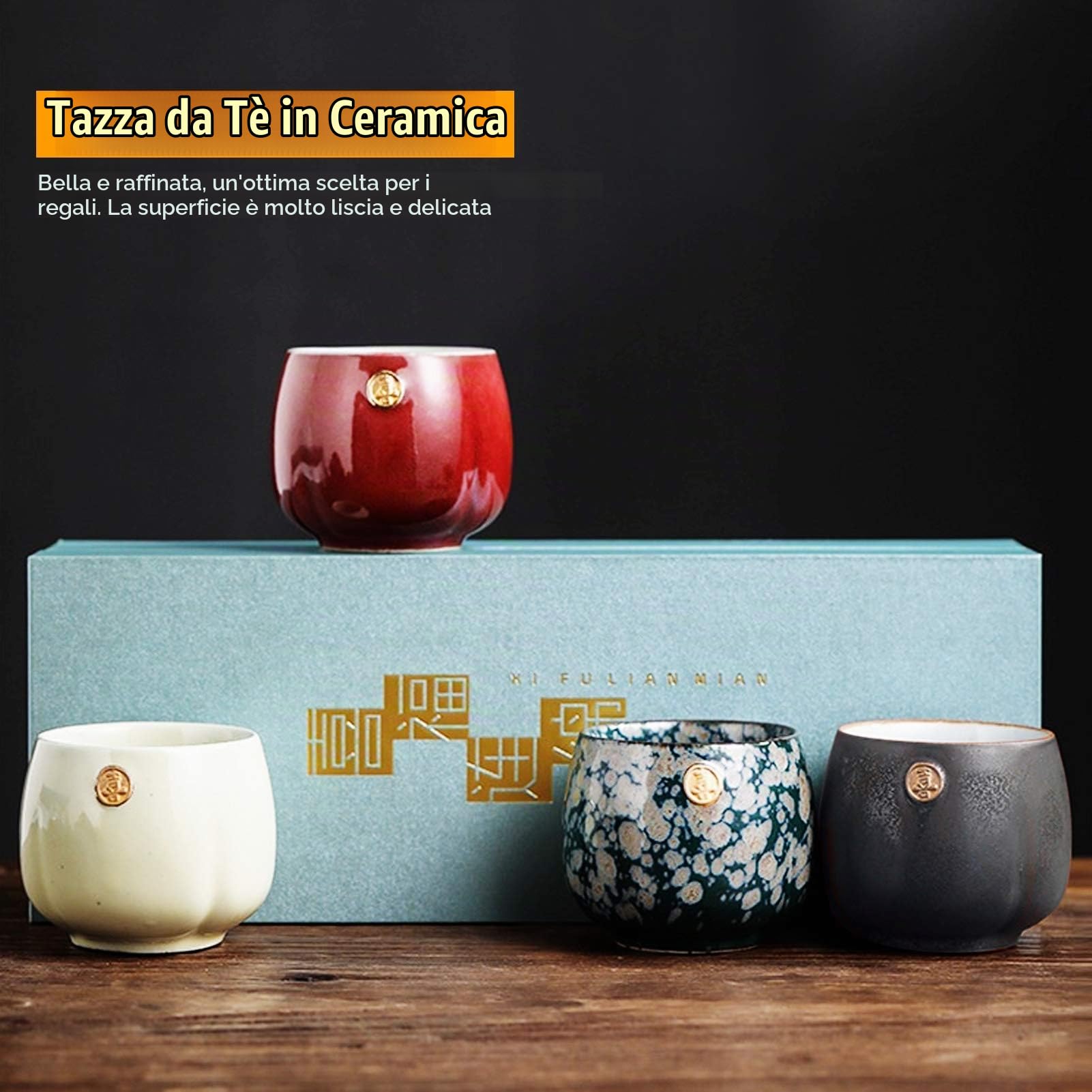 Atyhao Set da tè Kung Fu in ceramica cinese Articoli da tè Bicchieri Bicchieri da tè Bicchieri classici in ceramica Tiny Slim Piccolo artigianale tradizionale(#1)