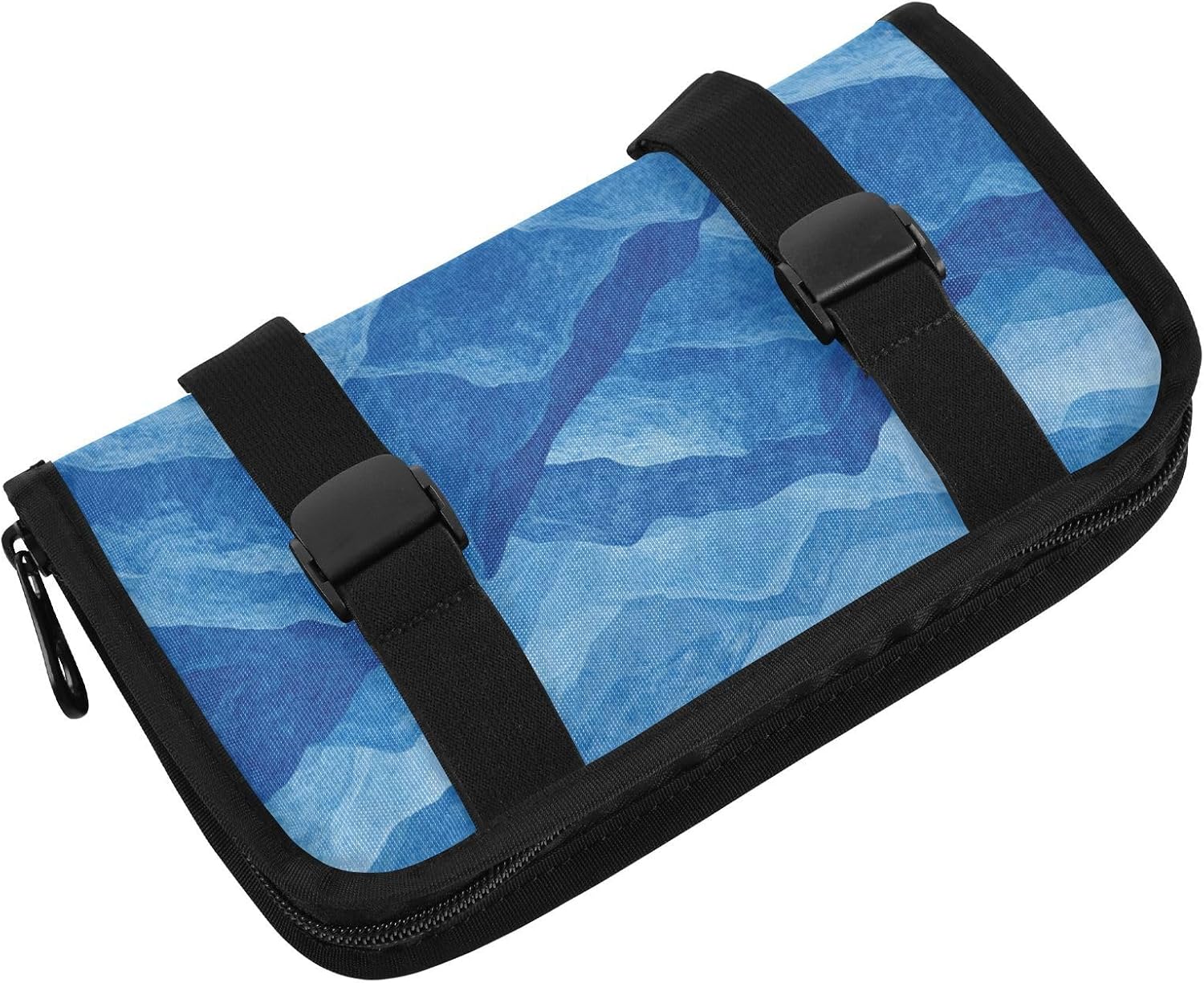 Car Tissue Holder Car Tissue Box Dispenser Storage Case Sun Visor Mask Holder Napkin Holder with Adjustable Straps Reusable Refillable Blue California Mountains01 image 2