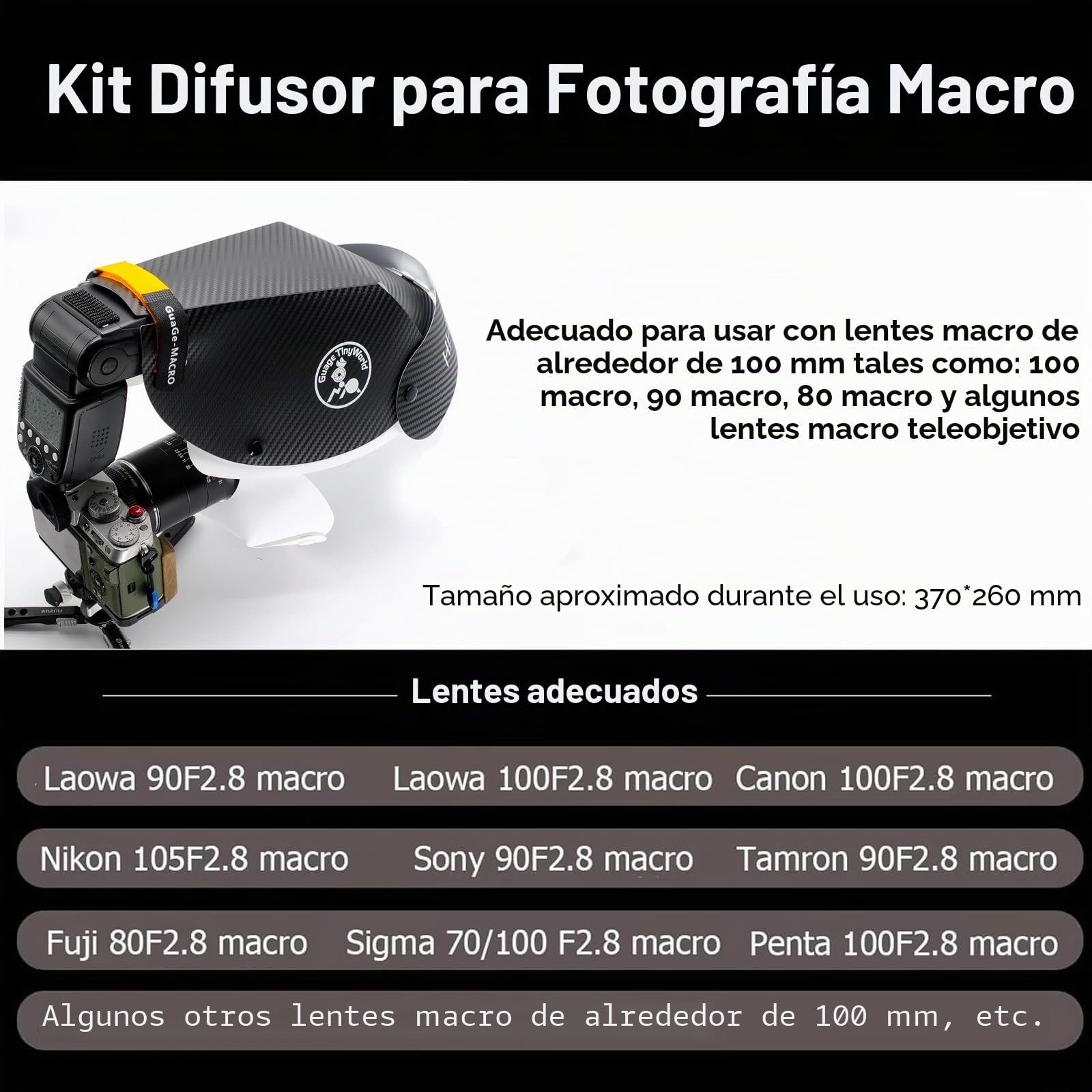 Kit de difusor de flash de fotografía macro, para fotografía de insectos de joyería, difusor de flash Speedlite portátil, compatible con lentes macro y zoom